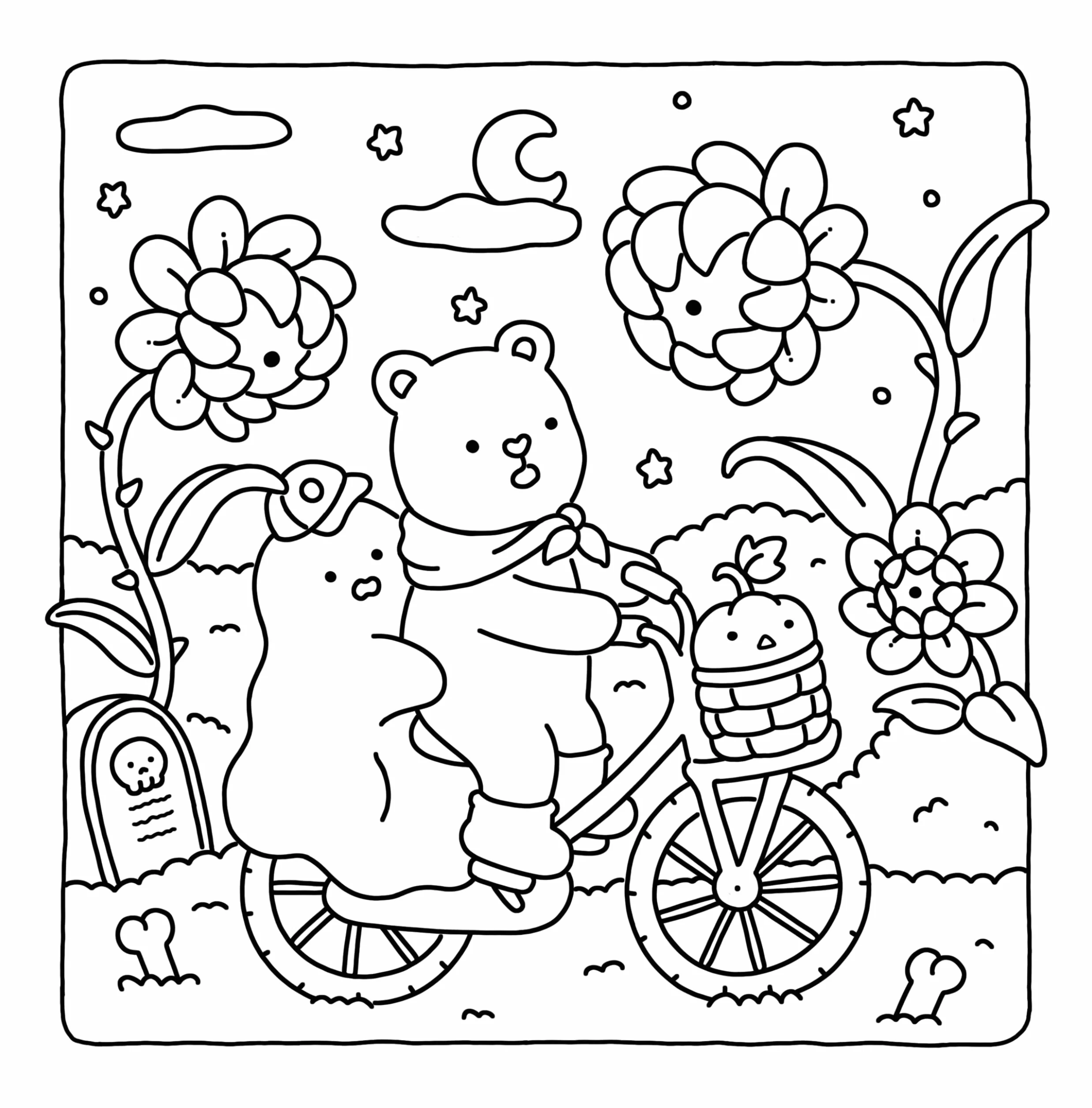 Spooky Fuzzy: Cute Creepy Coloring Book for Adults and Teens