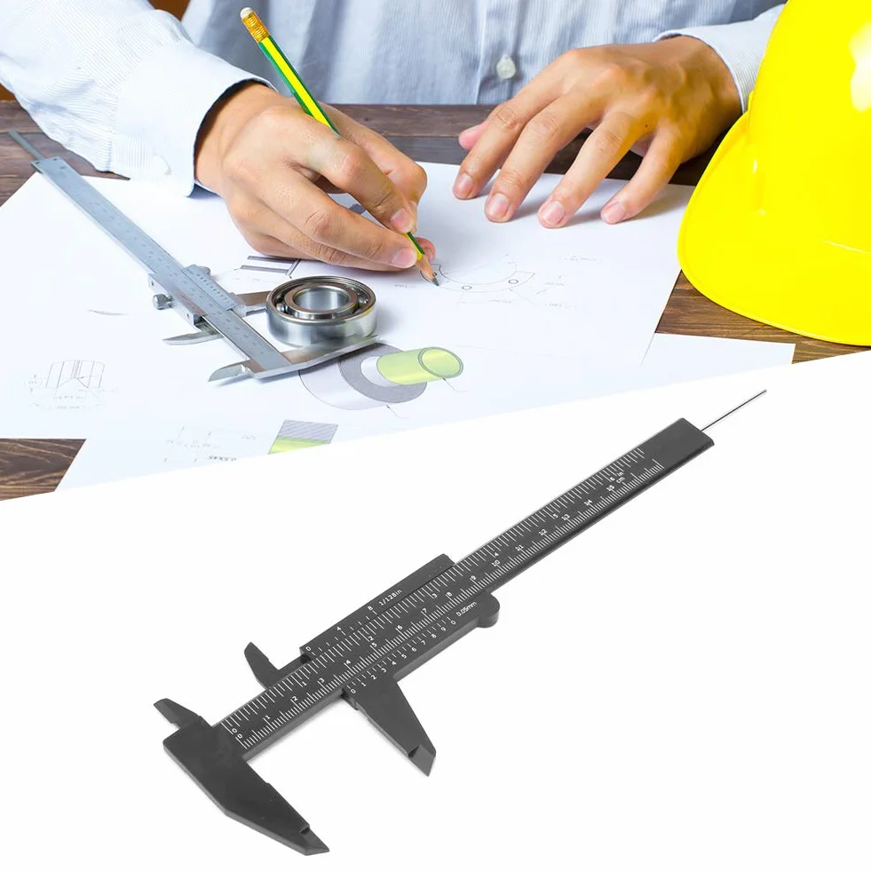 Cyfrowa Suwmiarka z Noniuszem, Czarna, Plastikowa, 150 mm, Podwójna Skala, Mechaniczne Stopnie Wyświetlające, Narzędzie Pomiarowe z Dokładnością 0,5 mm