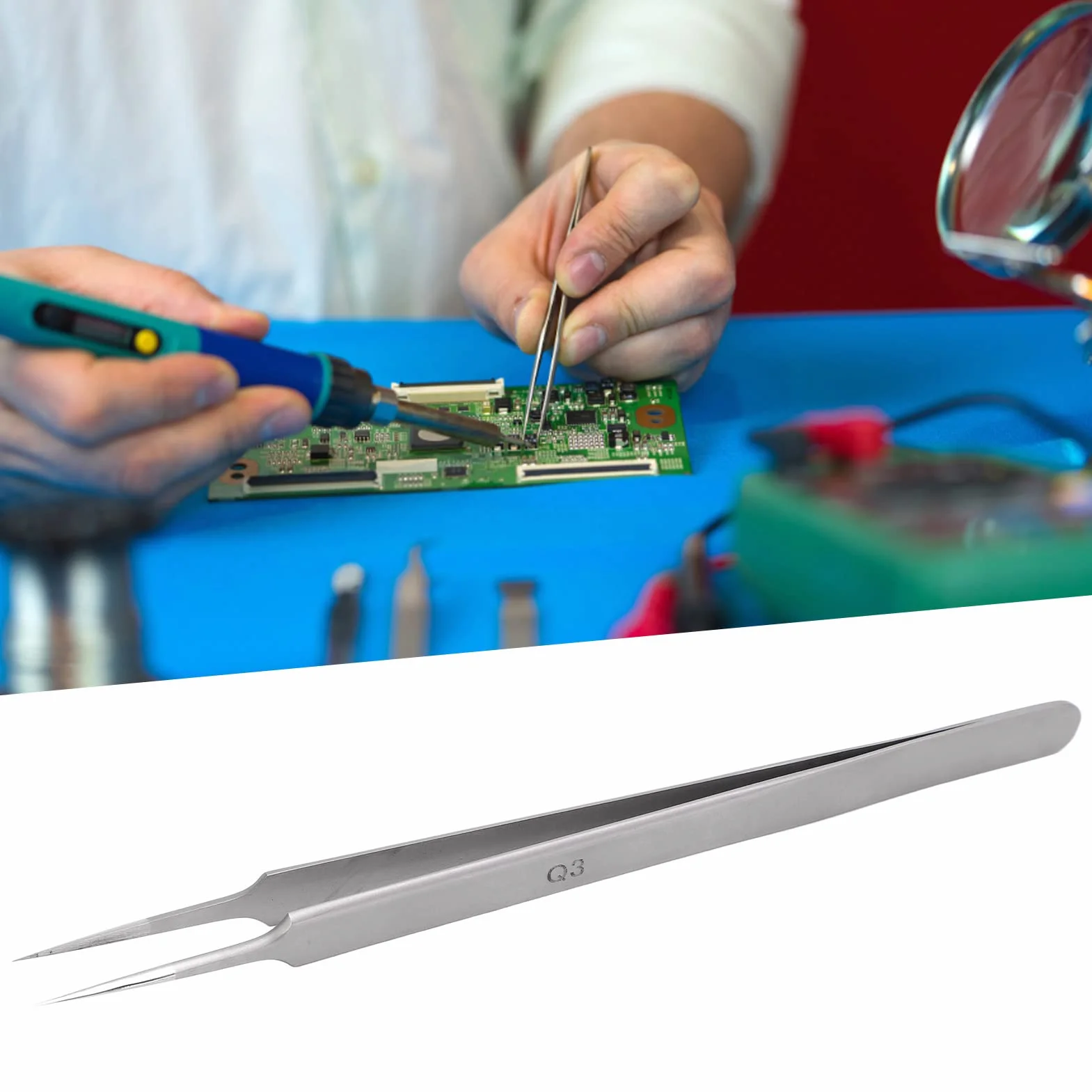 BET‑Q3 Pęseta ze Stali Nierdzewnej Bardzo Ostra Pęseta Rzemieślnicza Wysoka Dokładność Narzędzie Mikroskopowe Antystatyczna 160mm/6.3in