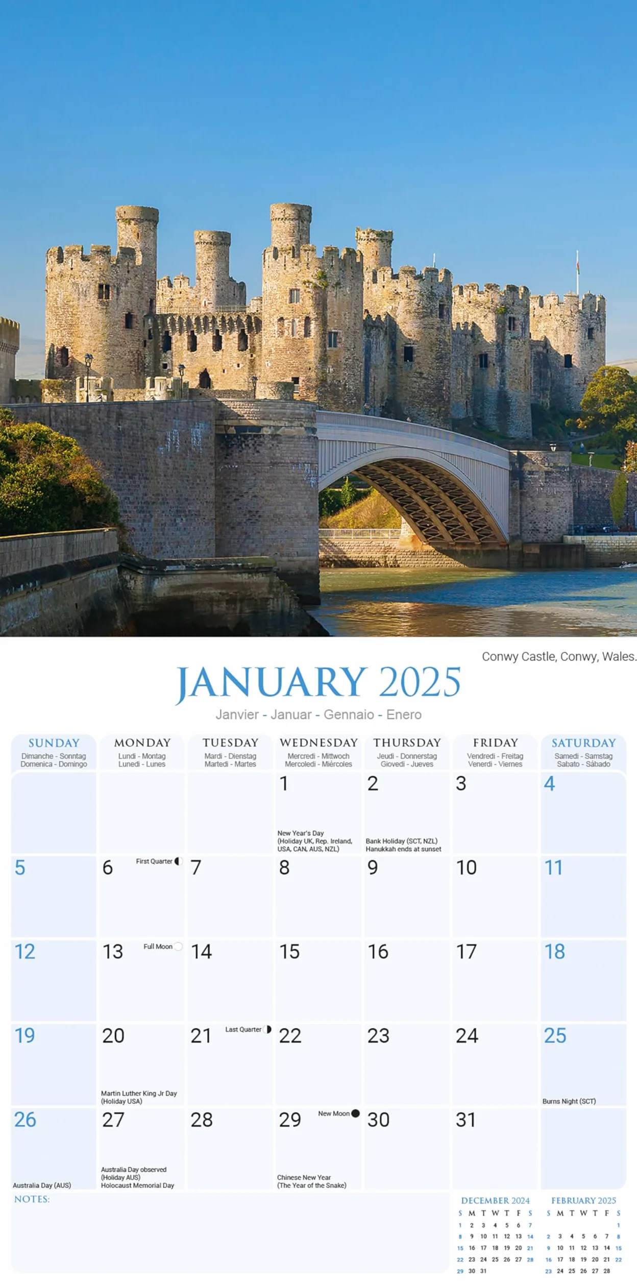 Castles Calendar 2025 Square Scenic Wall Calendar - 16 Month: Original Avonside-Kalender [Mehrsprachig] [Kalender]