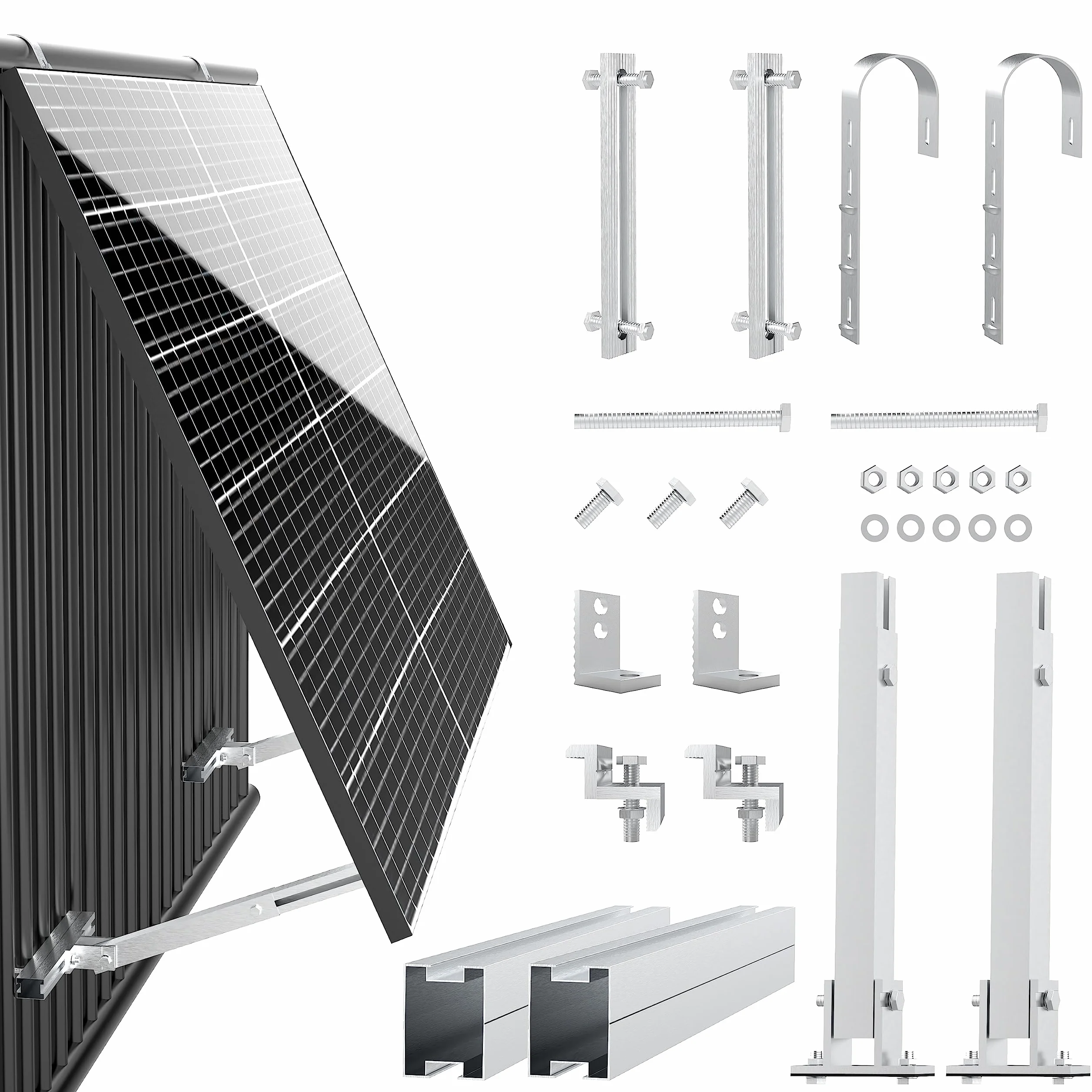 ULL uchwyt balkonowy do wszystkich modułów solarnych I wytrzymały uchwyt na panel słoneczny ze stopu aluminium, mocowanie balustrady balkonowej, regulowany kąt 0° lub 15-30°
