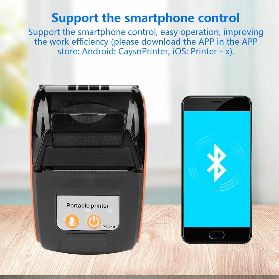 Bezprzewodowa termiczna drukarka pokwitowań Bluetooth 58 mm 110-240 V Android iOS