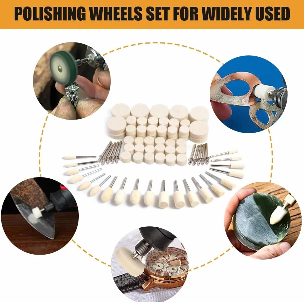 Zestaw 80 sztuk filcowych tarcz polerskich 1/8" do metalu i szkła