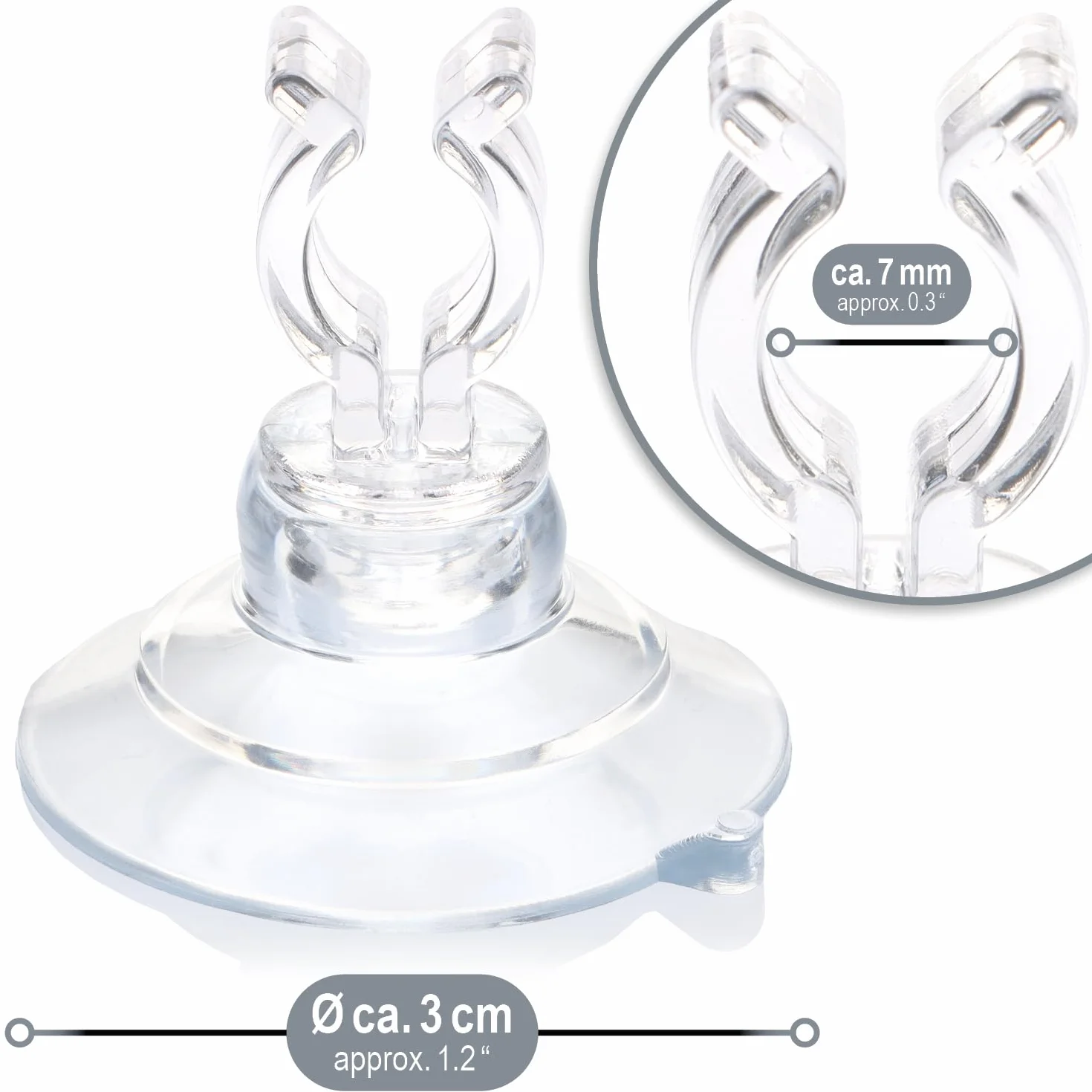 COM-FOUR® 80x przyssawki z otworem na kabel - Uniwersalne haczyki Ø 3 cm do lampek choinkowych i dekoracji okiennych - Mocne wypustki okienne do mocowania okien (80 sztuk - przezroczyste)