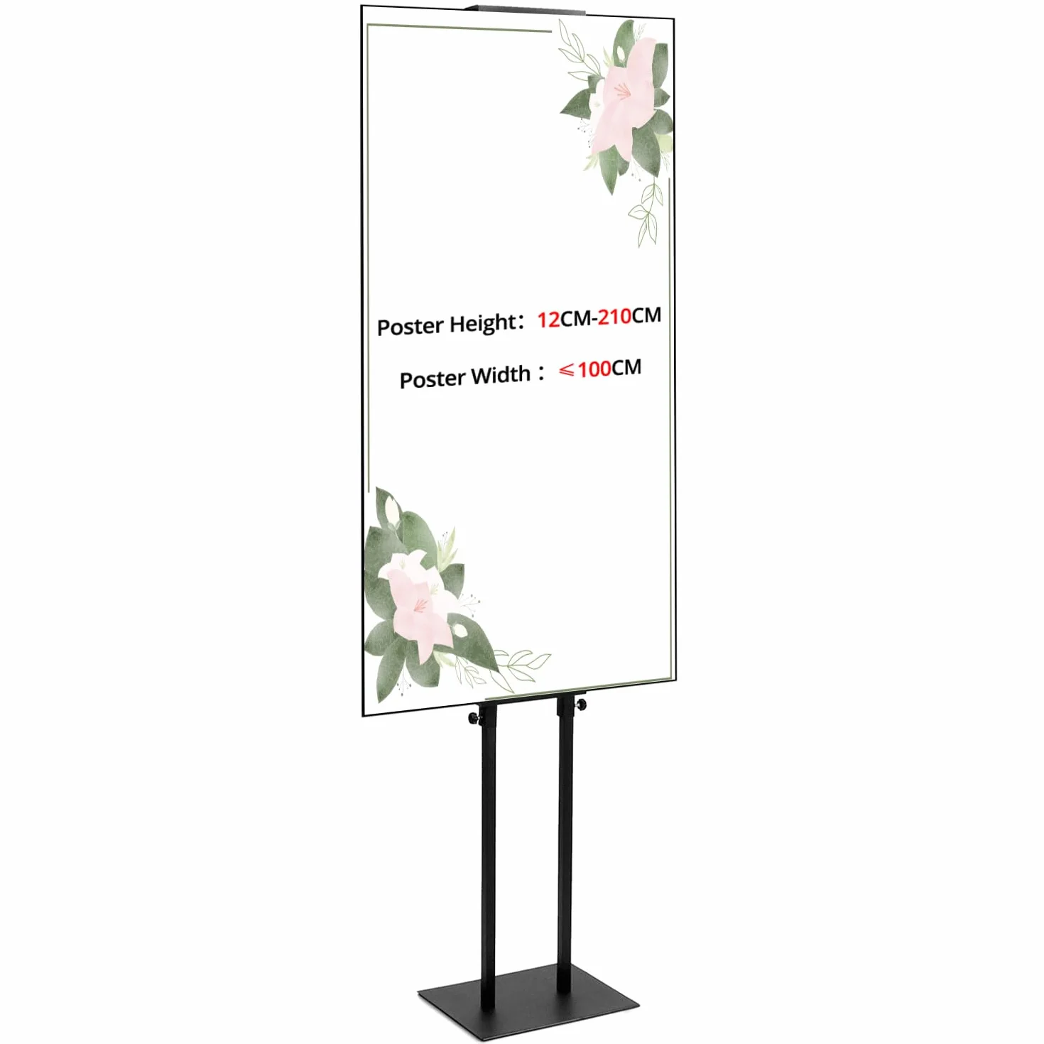 QWORK Dwustronny stojak na znaki, regulowany stojak na plakaty na znaki, menu, plakaty, tablice piankowe, rozmiar do 210 cm