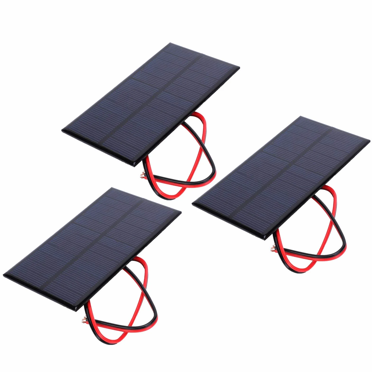 3 Szt. Mini Panel Słoneczny 6V 1W Moduł Fotowoltaiczny 11x6cm System Ładowania Słonecznego do Małych Urządzeń z Kablem 30cm Przenośny Zestaw do Zabawek Elektronicznych