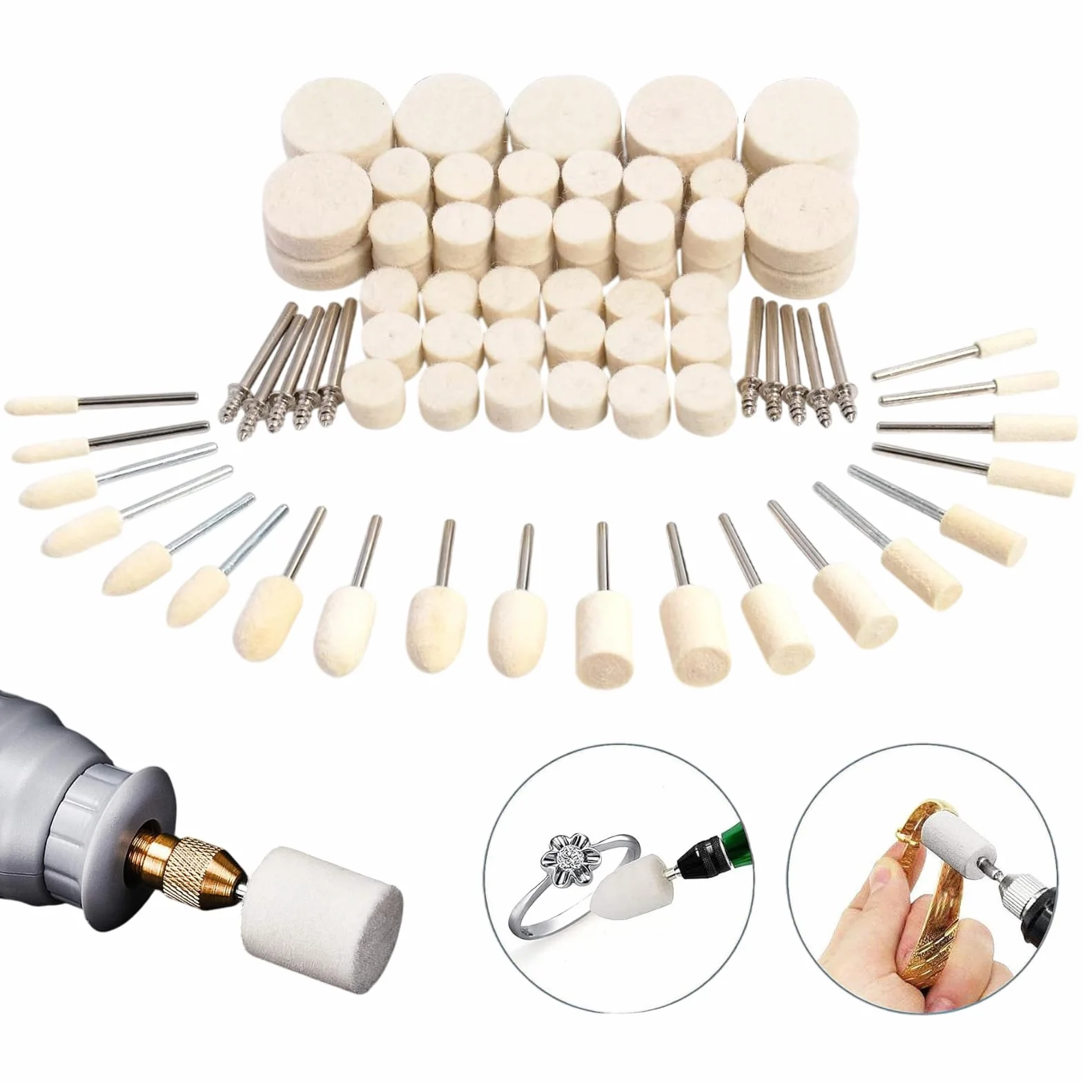 Zestaw 80 sztuk filcowych tarcz polerskich 1/8" do metalu i szkła