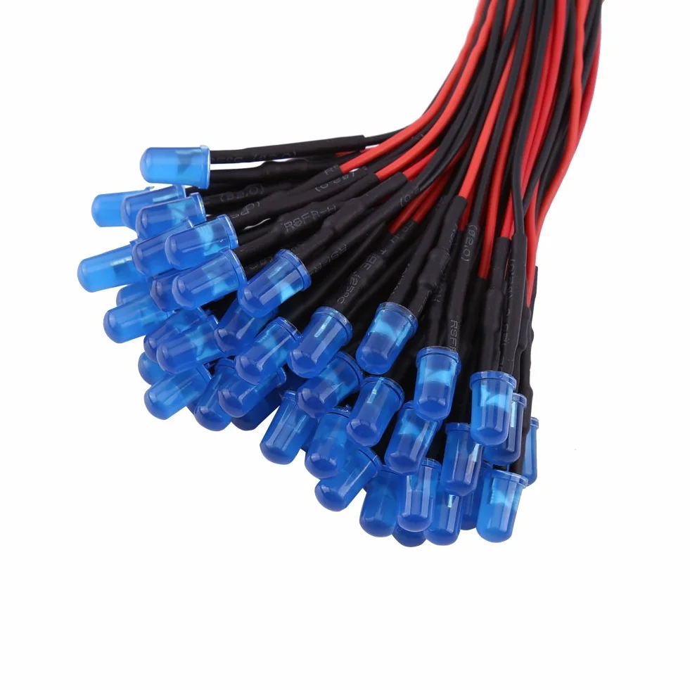 Diody LED DC 12V 3/5/10mm rozproszone wielokolorowe 50 szt.