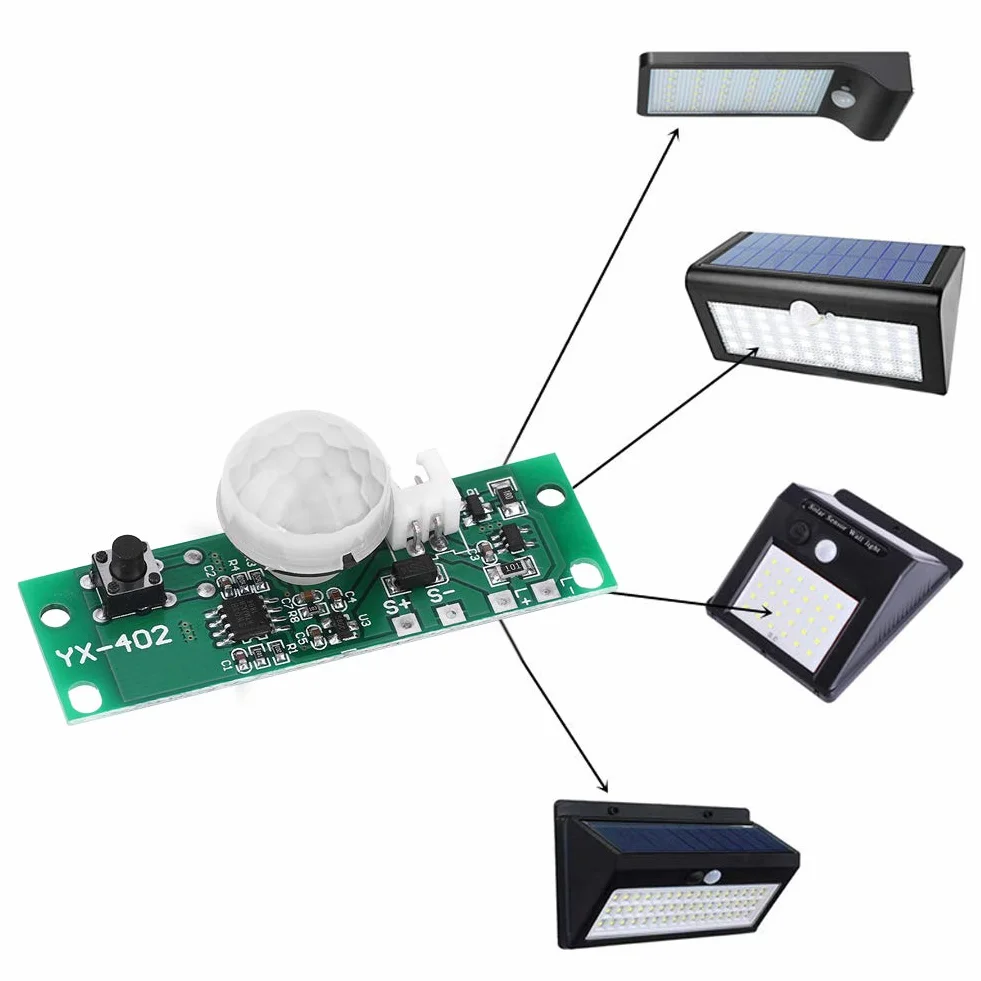 Płytka Obwodu Lampy Słonecznej z Czujnikiem PIR 3.7V/3.2V Zasięg Wykrywania 2-5m Automatyczne Włączanie