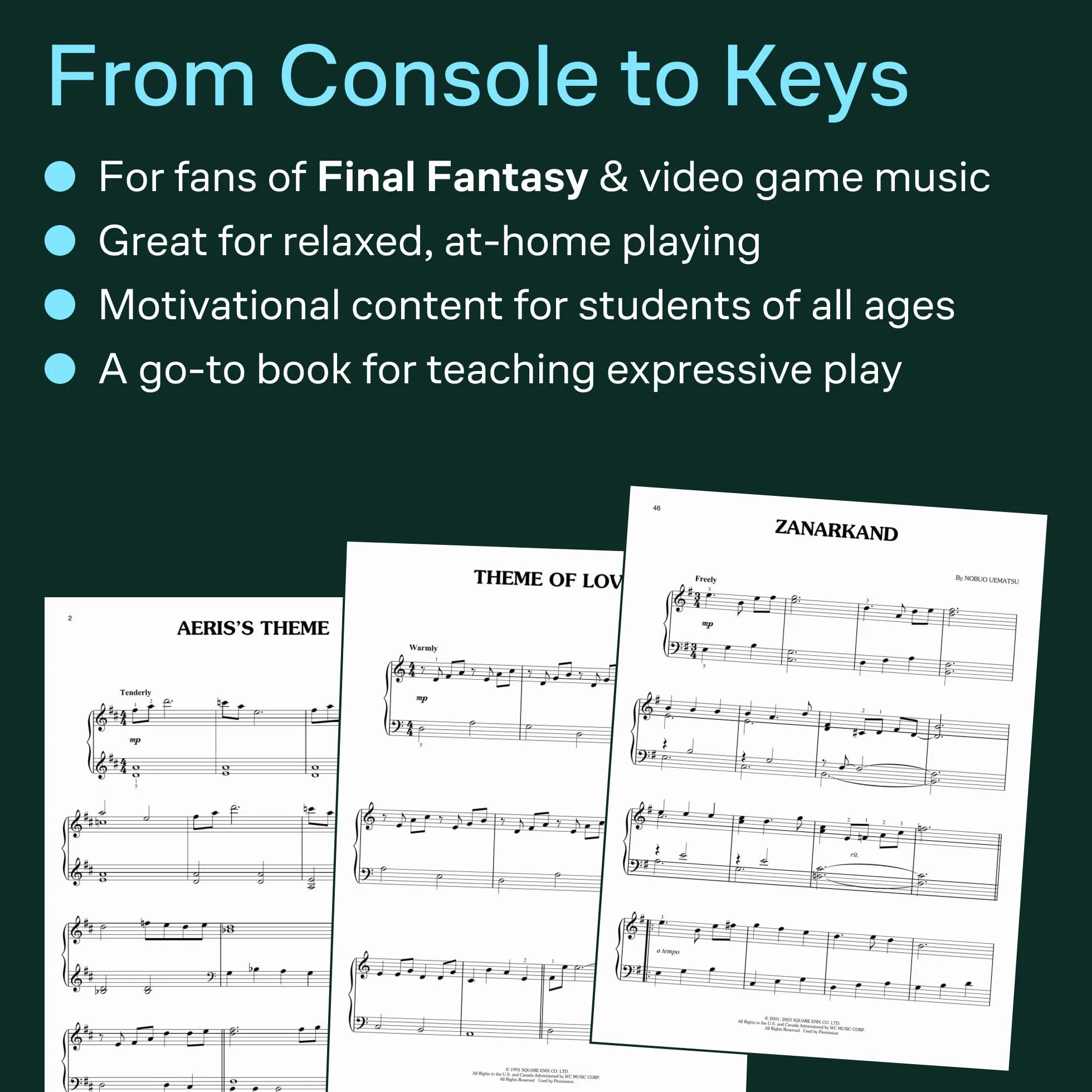 Final Fantasy Easy Piano Songbook 12 Video Game Sheet Music Favorites Including Aeris's Theme
