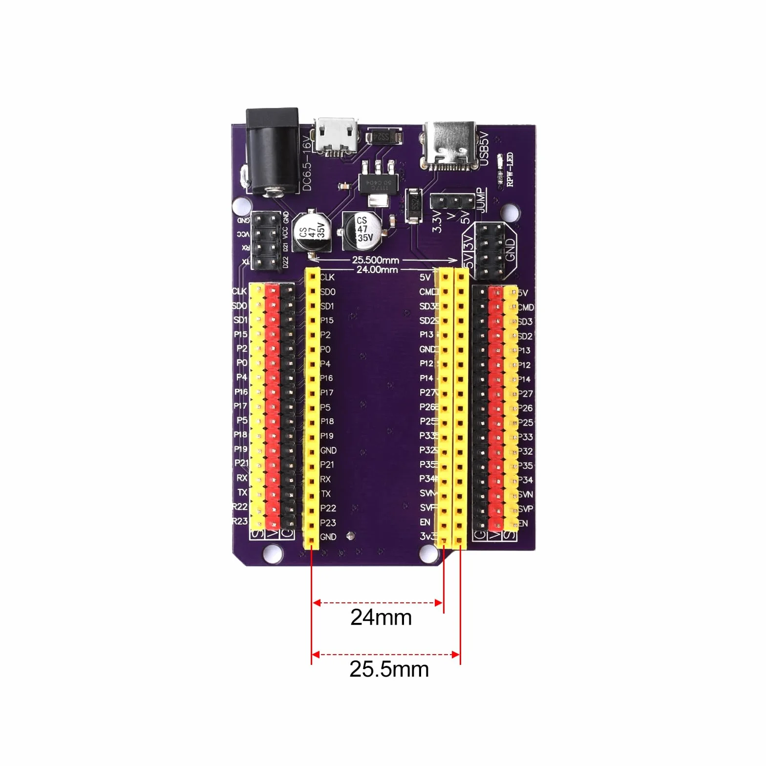 Heemol 38 pinów ESP32 Breakout Board GPIO Extension Board 25,5 mm / 23 mm