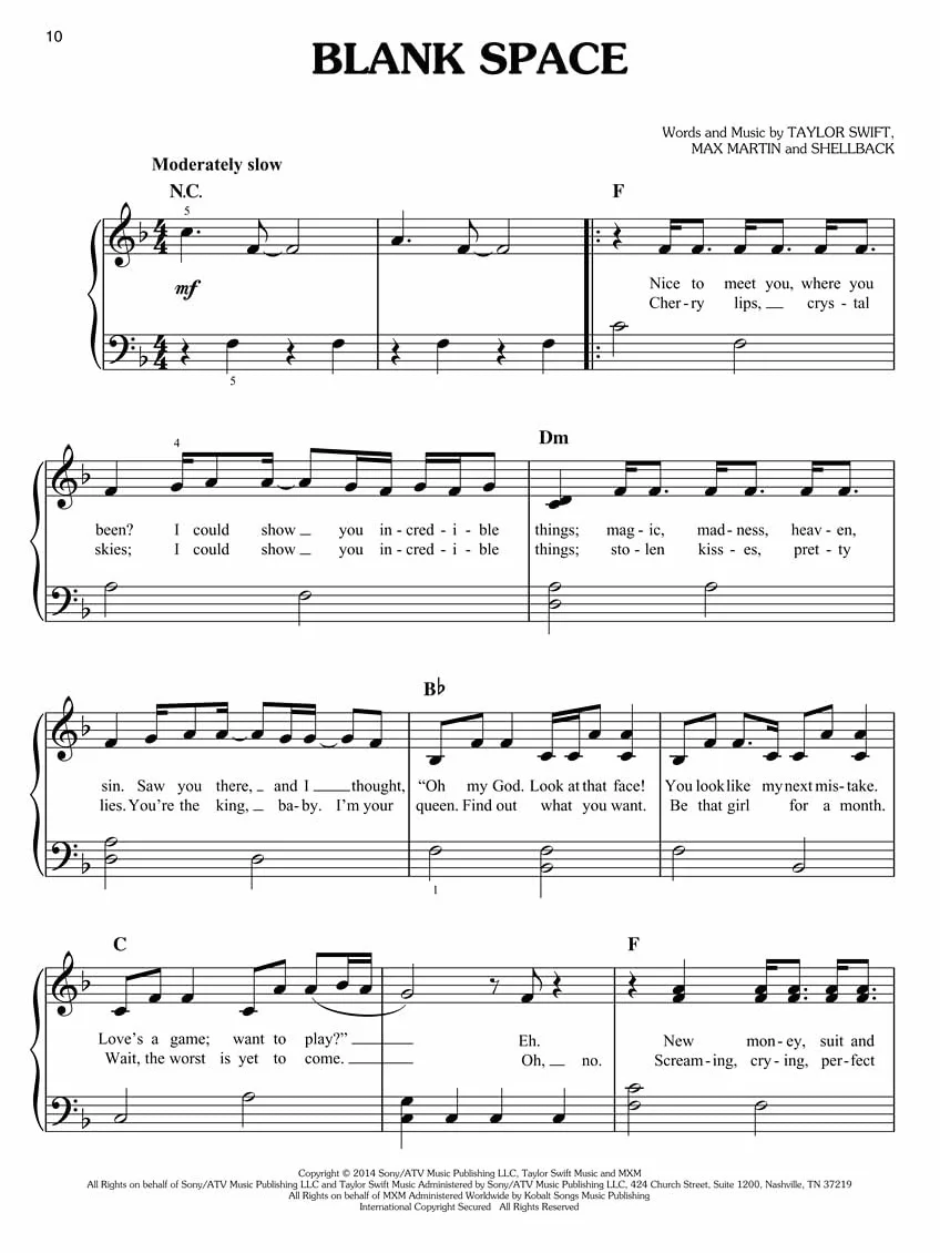 Taylor Swift Easy Piano Play-Along Volume 19: Recueil + Enregistrements en Ligne
