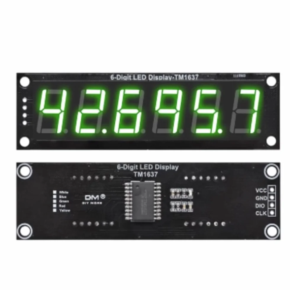5V 2Pin IO 6 Cyfr 7 Segmentowy Moduł LED 0.56in Wyświetlacz LED Cyfrowy Moduł w Kształcie Tuby TM1637 Rurka Wyświetlacza Sterownika dla DIY Komponentów Elektronicznych