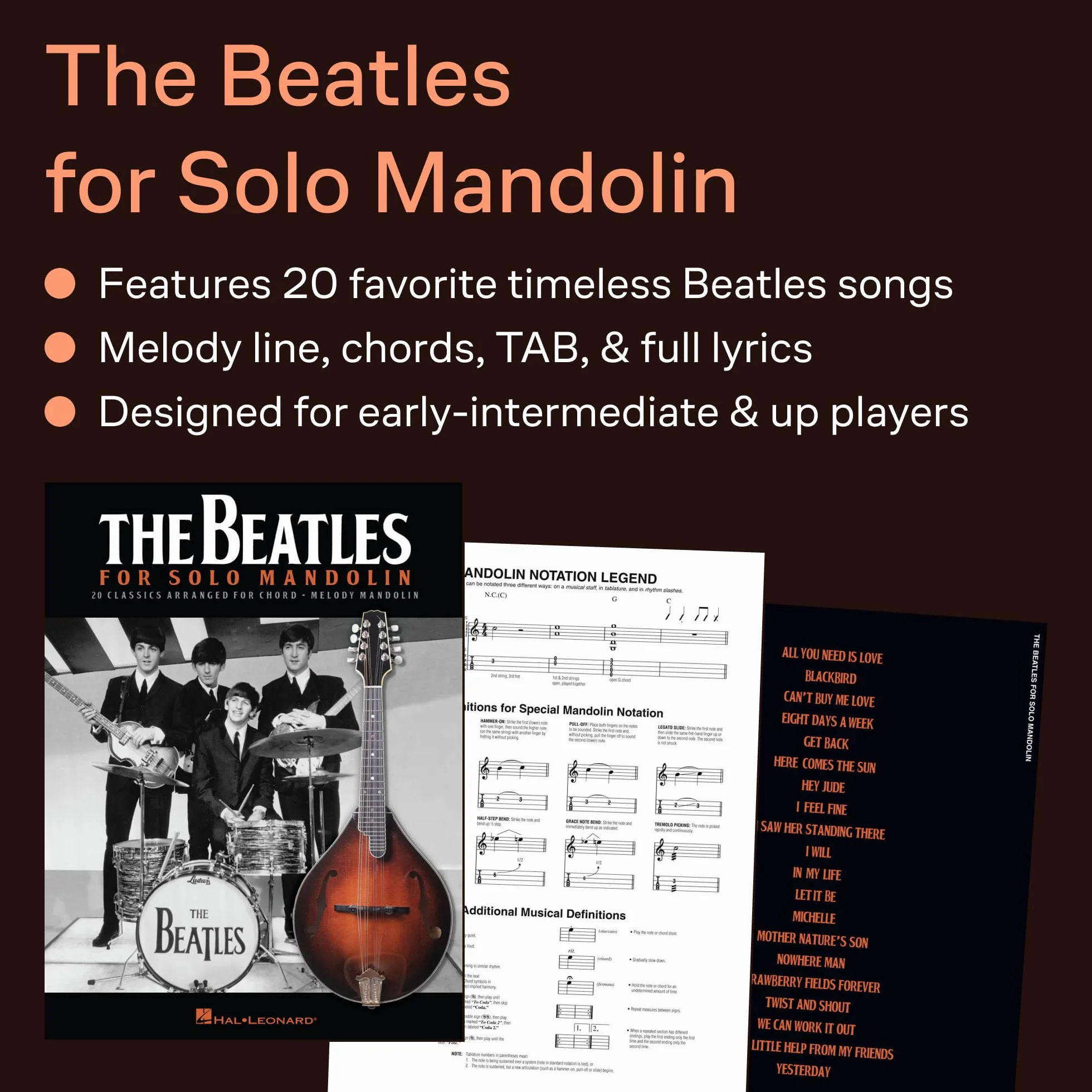 The Beatles for Solo Mandolin: 20 Classics Chord-Melody Arrangements