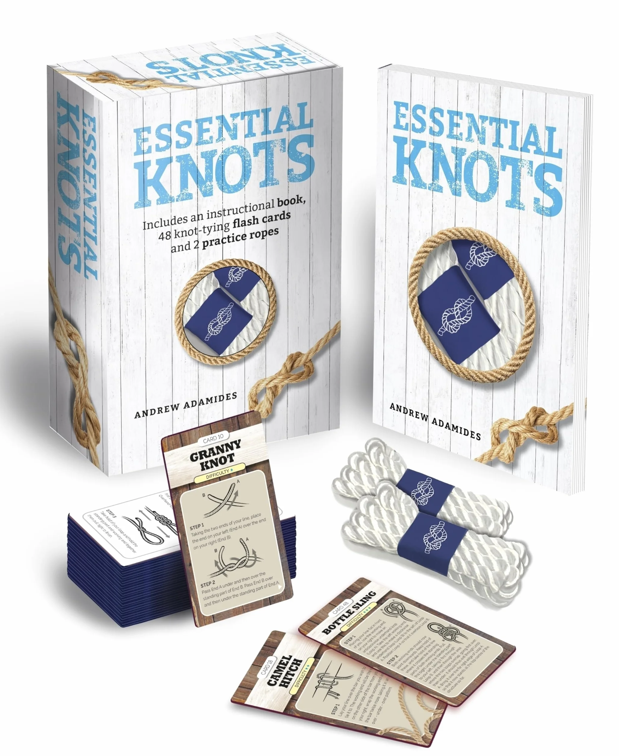Essential Knots Kit: Includes Instructional Book, 48 Knot Tying Flash Cards and 2 Practice Ropes