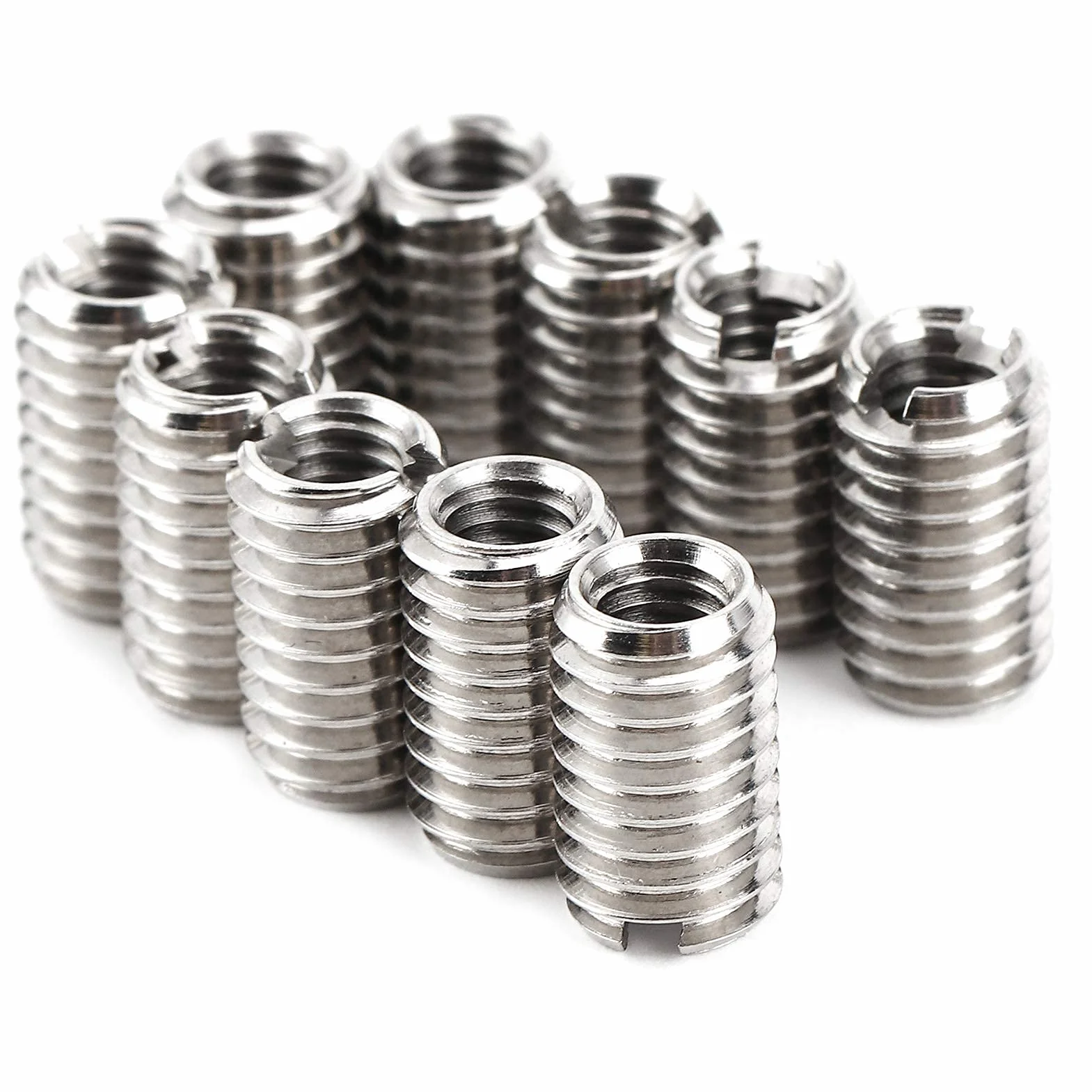 10 Sztuk M4 X 0.7mm Gwint Wewnętrzny M6 X 1mm Gwint Wewnętrzny Wkładki Gwintowane Nakrętka Redukcyjna ze Stali Nierdzewnej do Komputerów Lampy Formy Sprzęt Mechaniczny