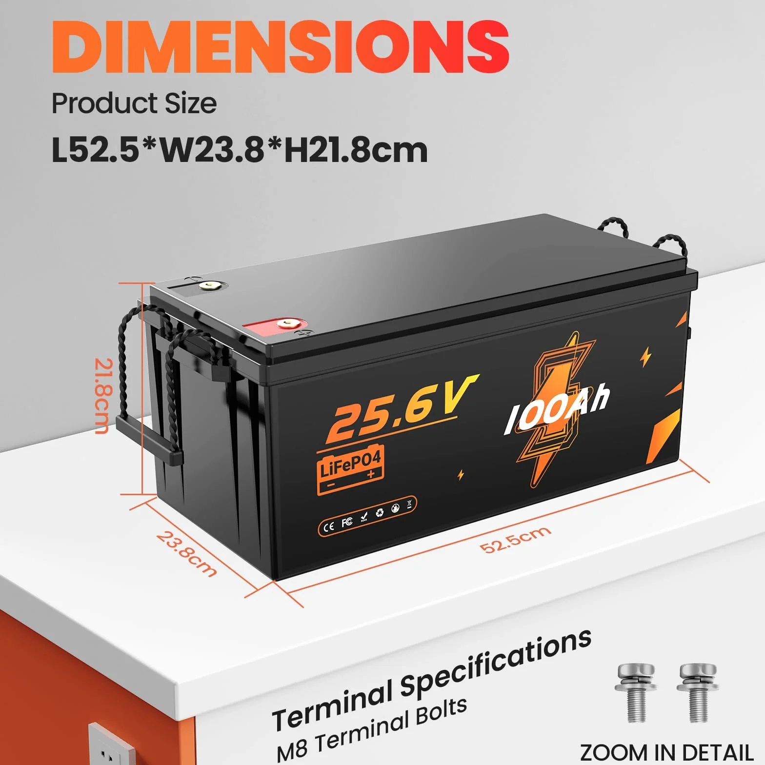 LiFePO4 akumulator litowy 24 V 100 Ah 2560 Wh 100 A BMS Deep Cycle do kamperów