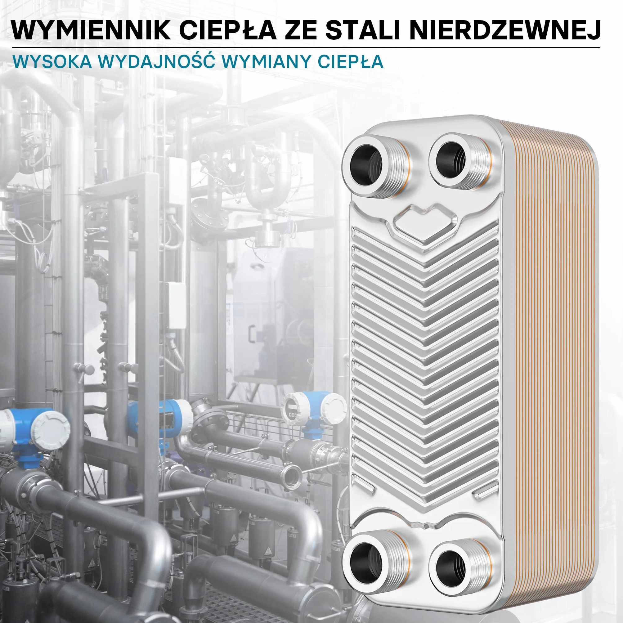 Wiltec Wymiennik płytowy 30 płyt 66 kW 4 m³/h 0,54 l stal nierdzewna