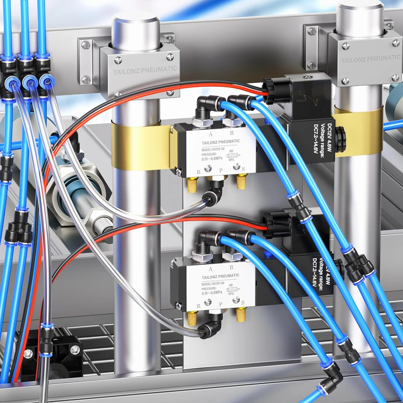 Tailonz Pneumatic Złącze szybkie wciskane PU-12 12mm 2-drożne niebieskie opakowanie 2