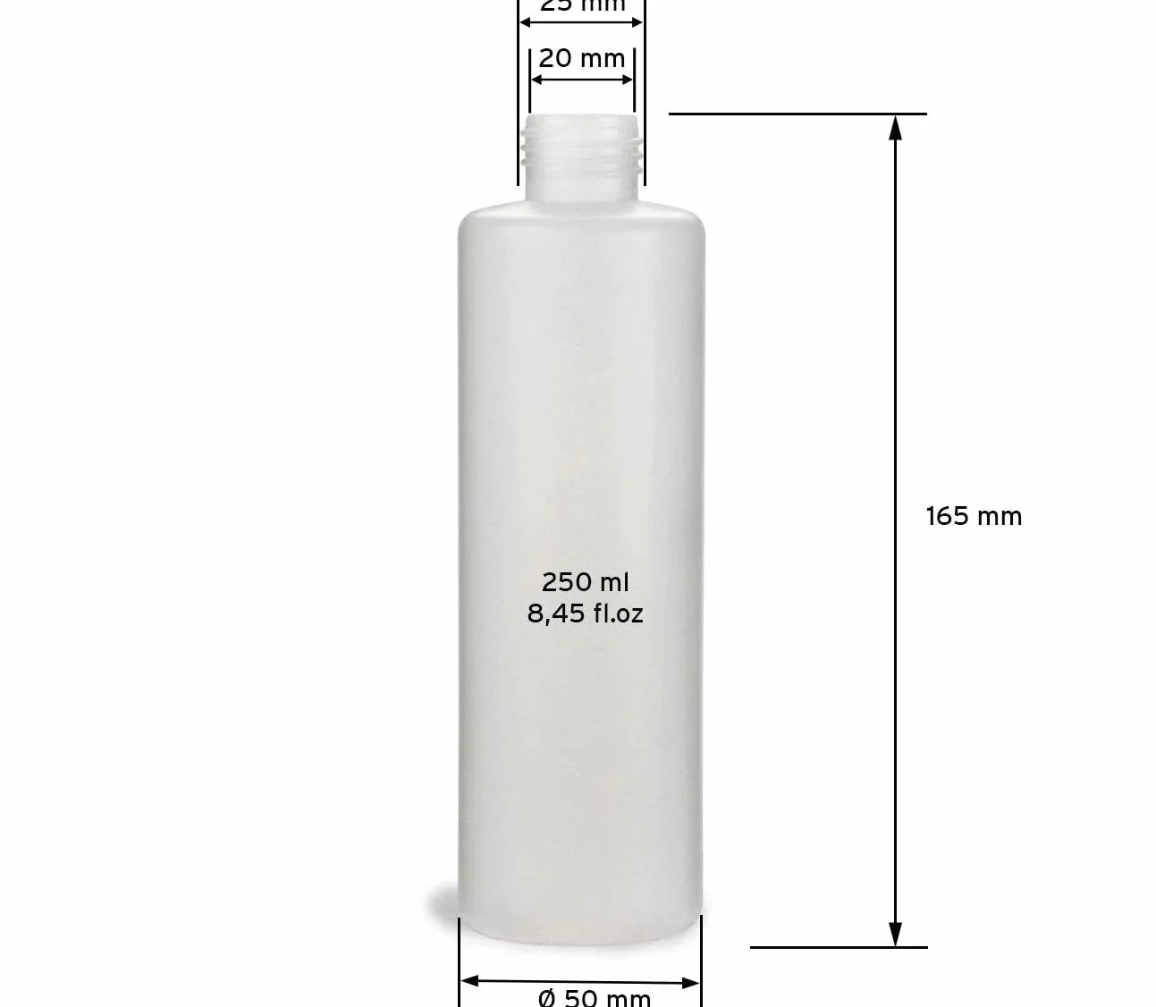 Butelki plastikowe HDPE 250 ml z czerwonymi nakrętkami natryskowymi