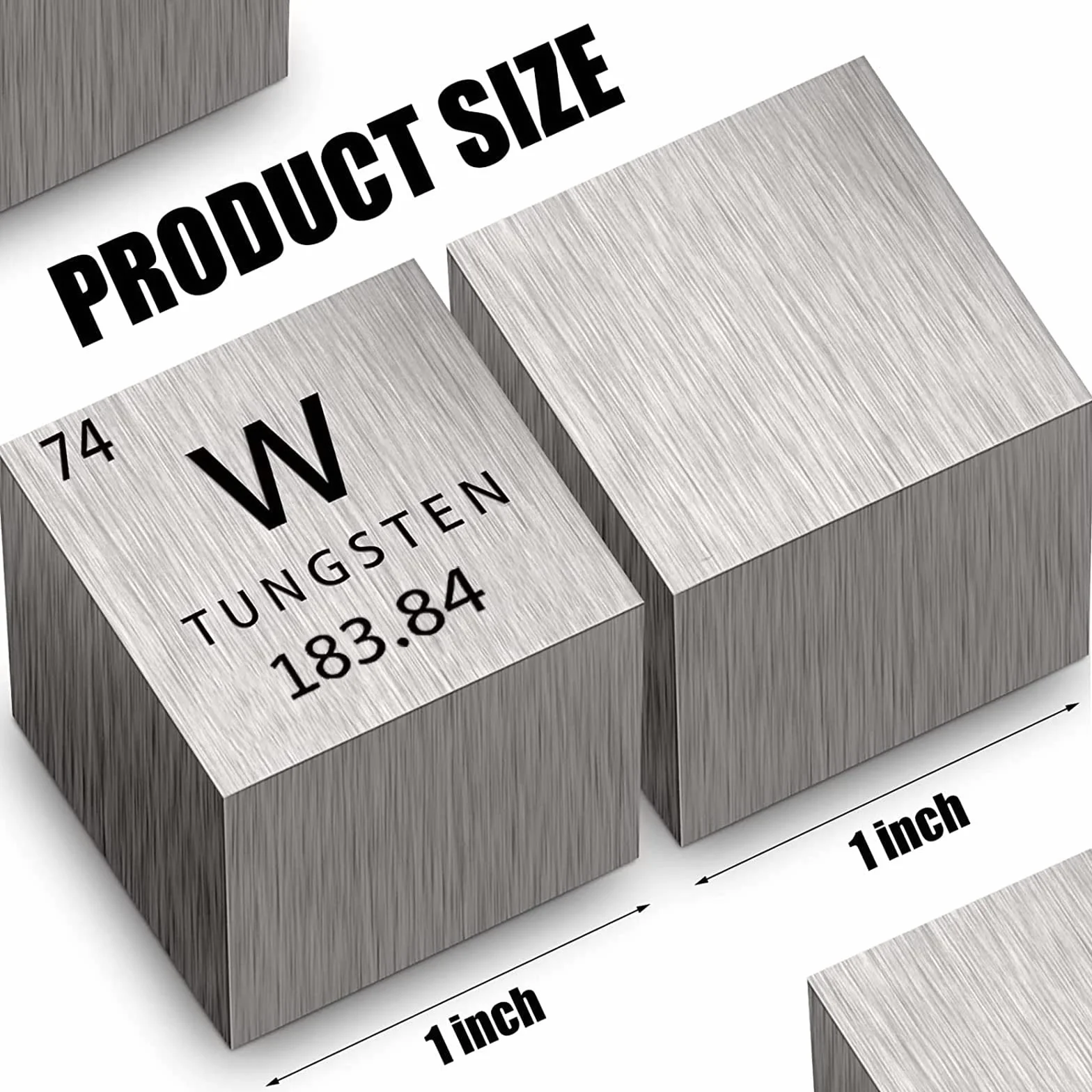 BBAUER kostka wolframowa 1 cal (2,54 cm), metalowe kostki gęstości o wysokiej gęstości, kostka pierwiastka do kolekcji pierwiastków, materiał laboratoryjny/matowy/25,4 mm
