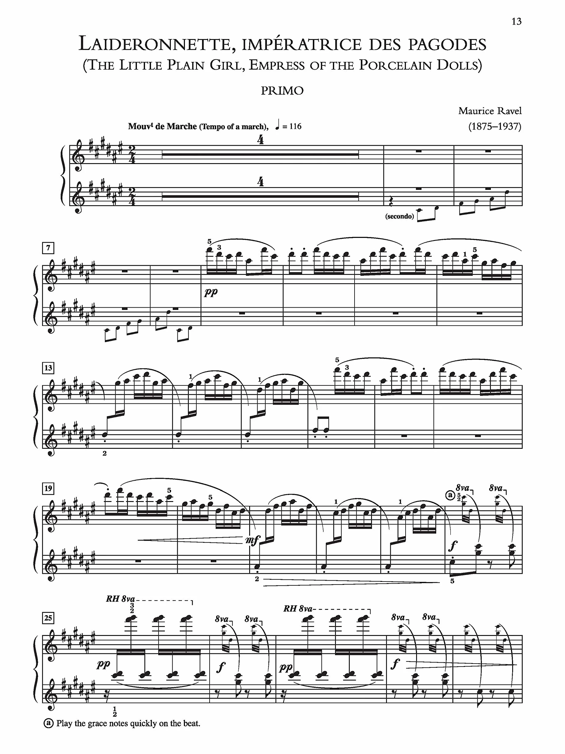 Ravel Ma Mère L'Oye Mother Goose Suite for one Piano four Hands