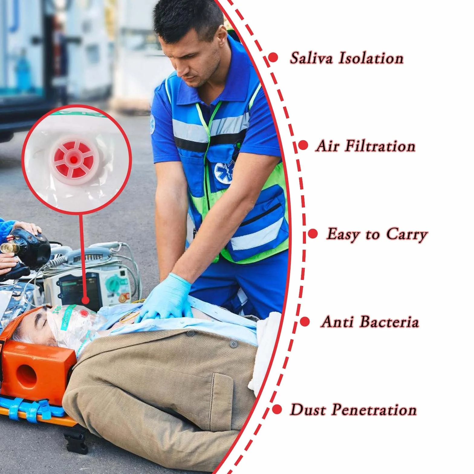Maska respiratorska CPR 8 sztuk, maska ochronna twarz pierwszej pomocy trening AED