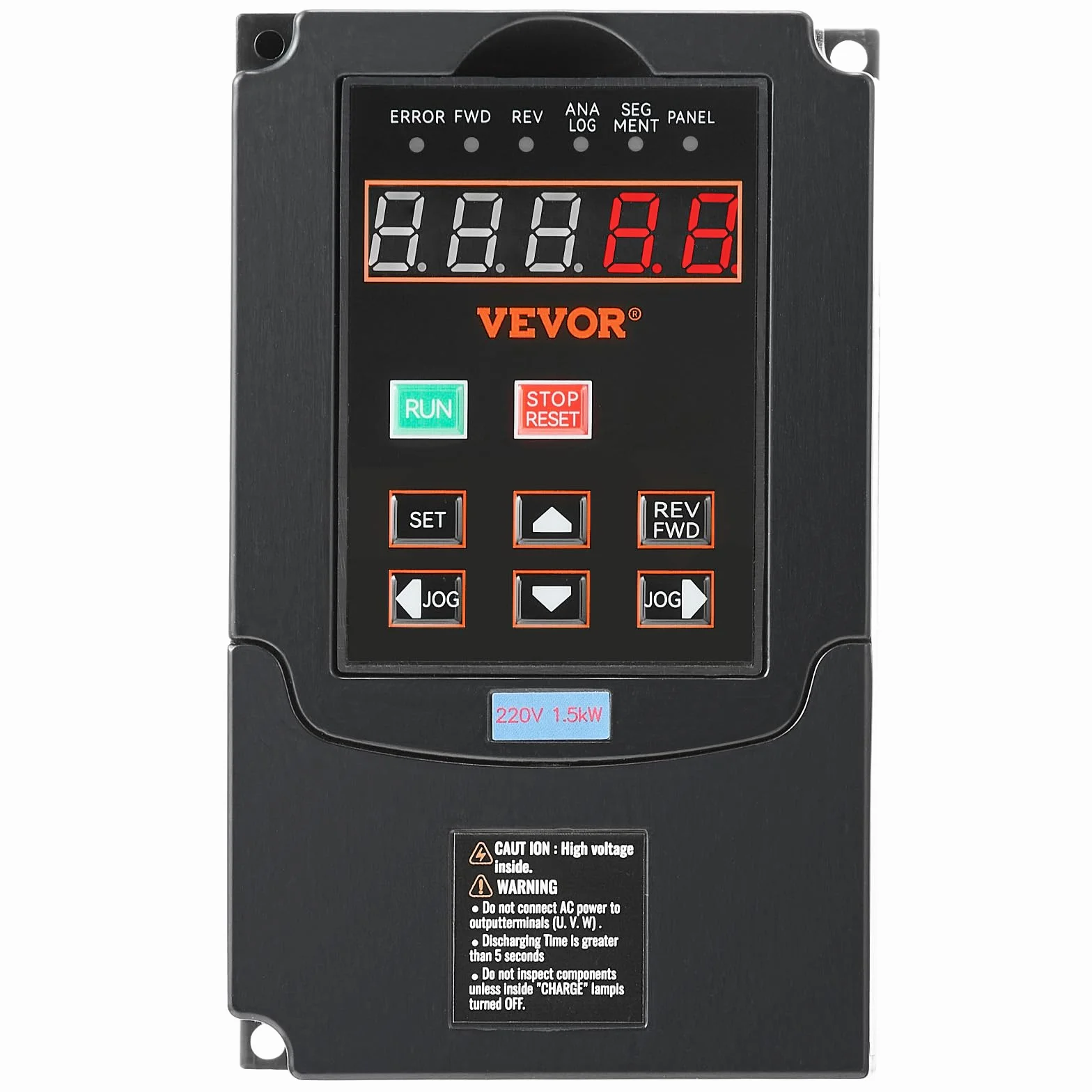 VEVOR VFD 2PS, 1,5 kW, 7,5 A, wejście 220 V jednofazowe trójfazowe wyjście 220 V trójfazowy napęd o zmiennej częstotliwości, wejście 40-60 Hz, wyjście 0-400 Hz VFD do sterowania prędkością CNC Silnik