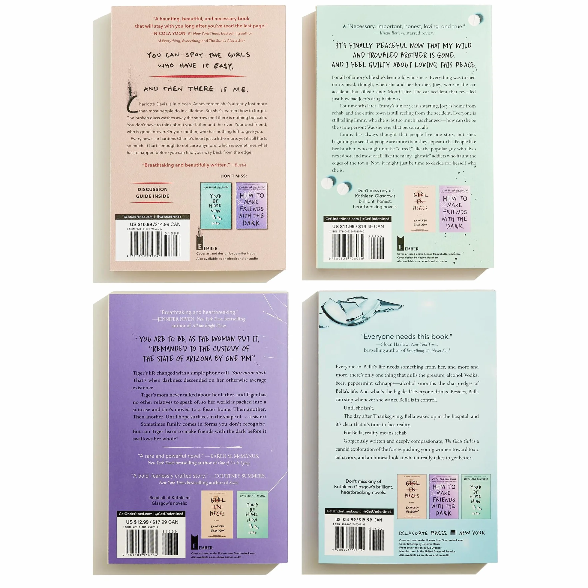 Kathleen Glasgow 4-Book Boxed Set: Girl in Pieces, How to Make Friends with the Dark, You'd Be Home Now, The Glass Girl