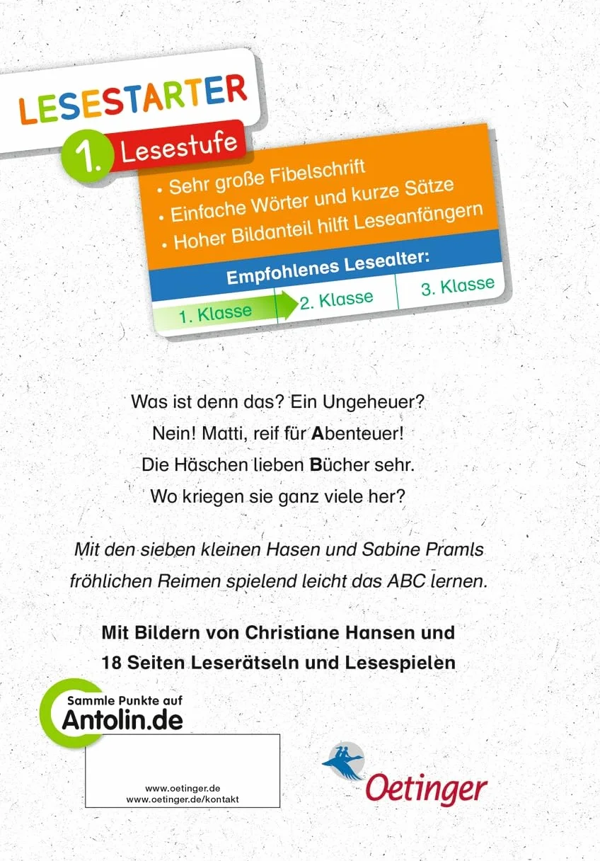 Wenn sieben kleine Hasen durch das ABC rasen: Lesestarter. 1. Lesestufe