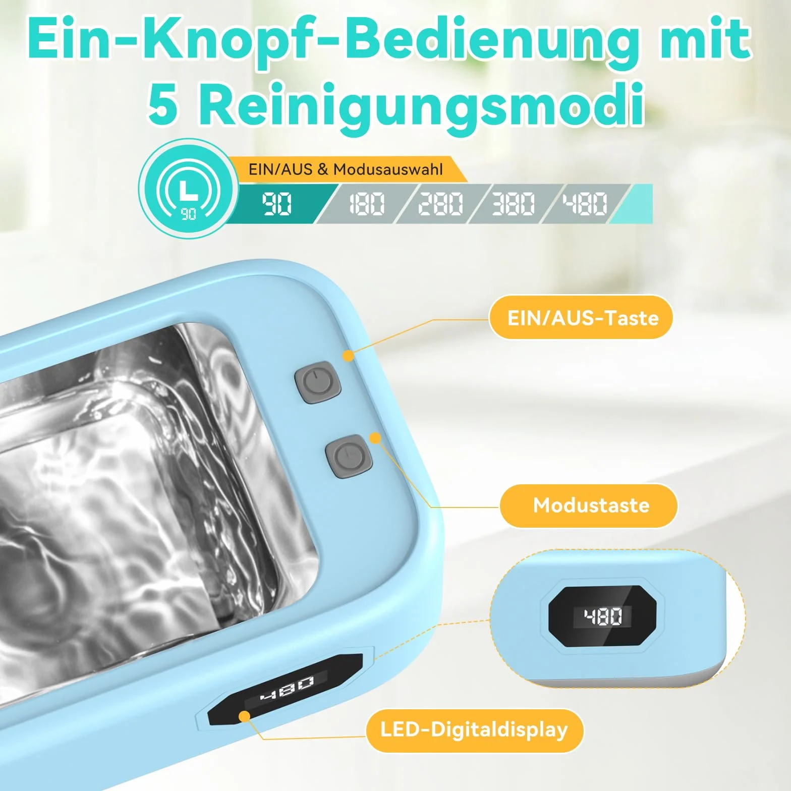 Ultradźwiękowe urządzenie czyszczące 640ml 49000 Hz 40W 5 trybów