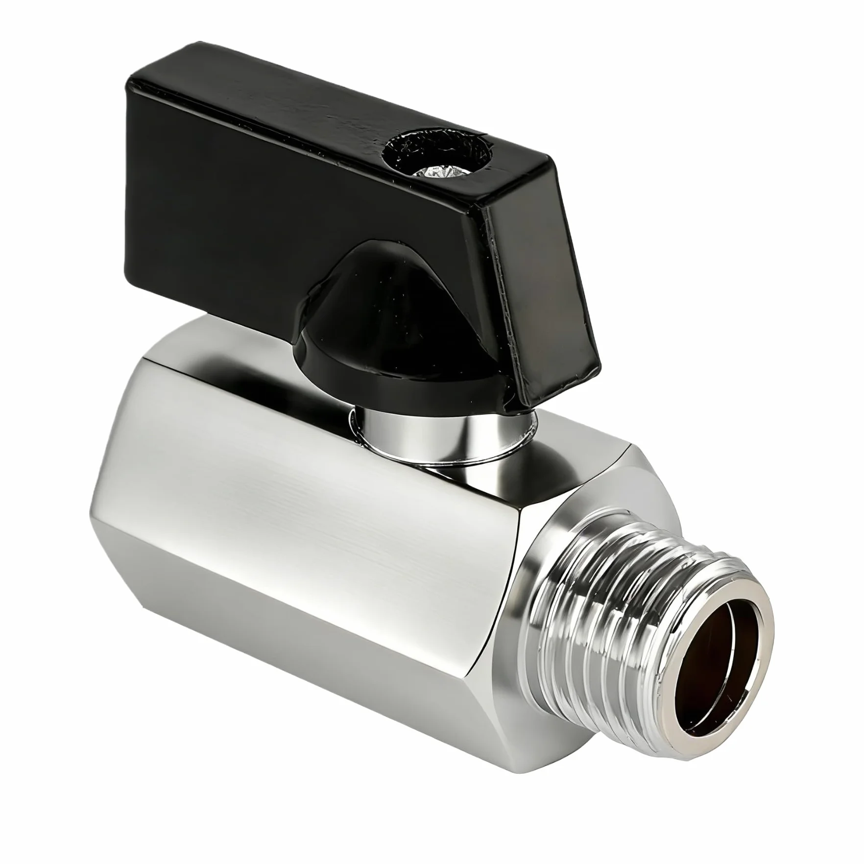 Mosiężny mini zawór kulowy 1/4" IG x 1/4" AG chromowany odcinający