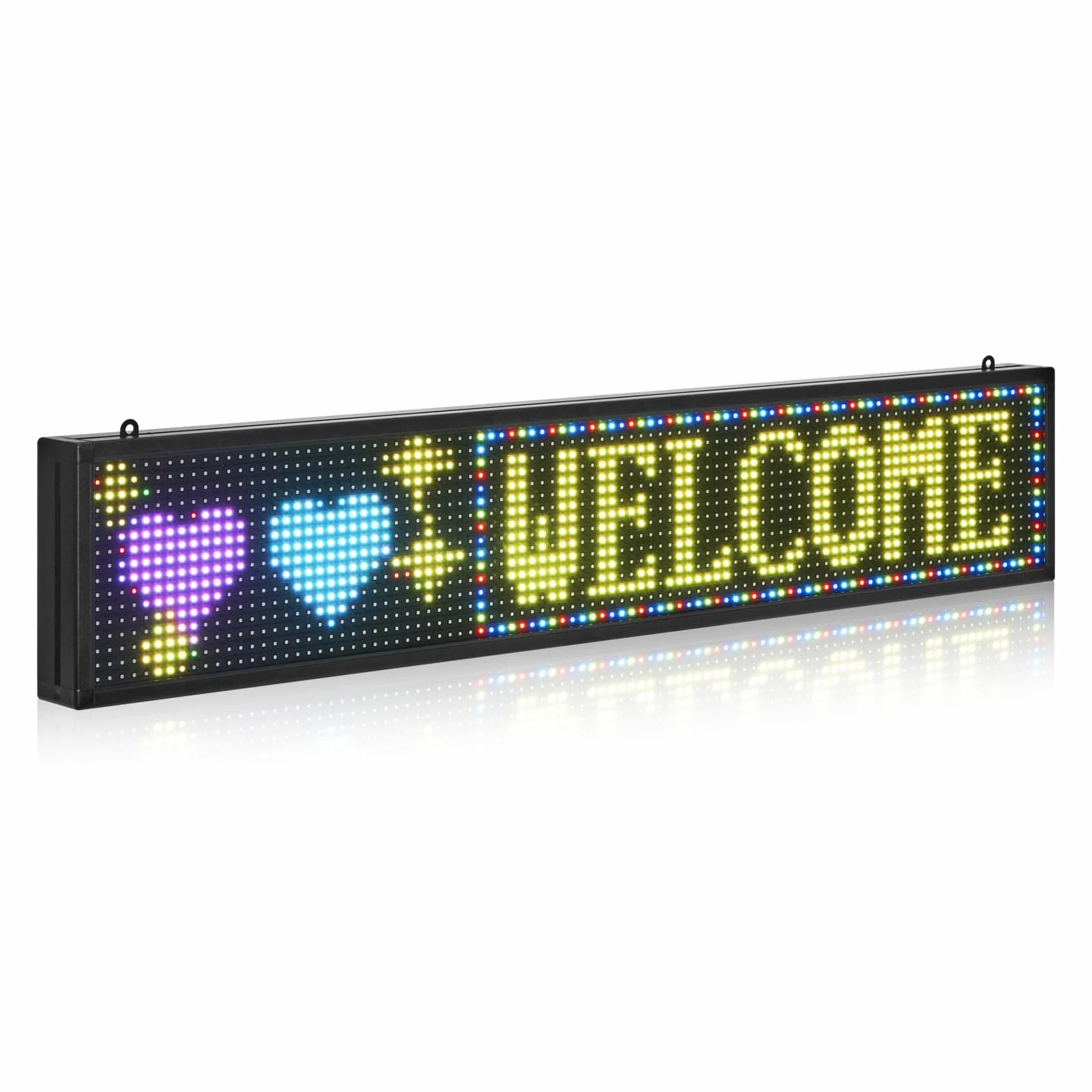 VEVOR Kolorowy elastyczny przesuwny panel cyfrowy P10 programowalny panel LED, panel wyświetlacza DIY, spersonalizowany wzór tekstu, sterowanie aplikacją Bluetooth GIF, 990 x 190 x 55 mm