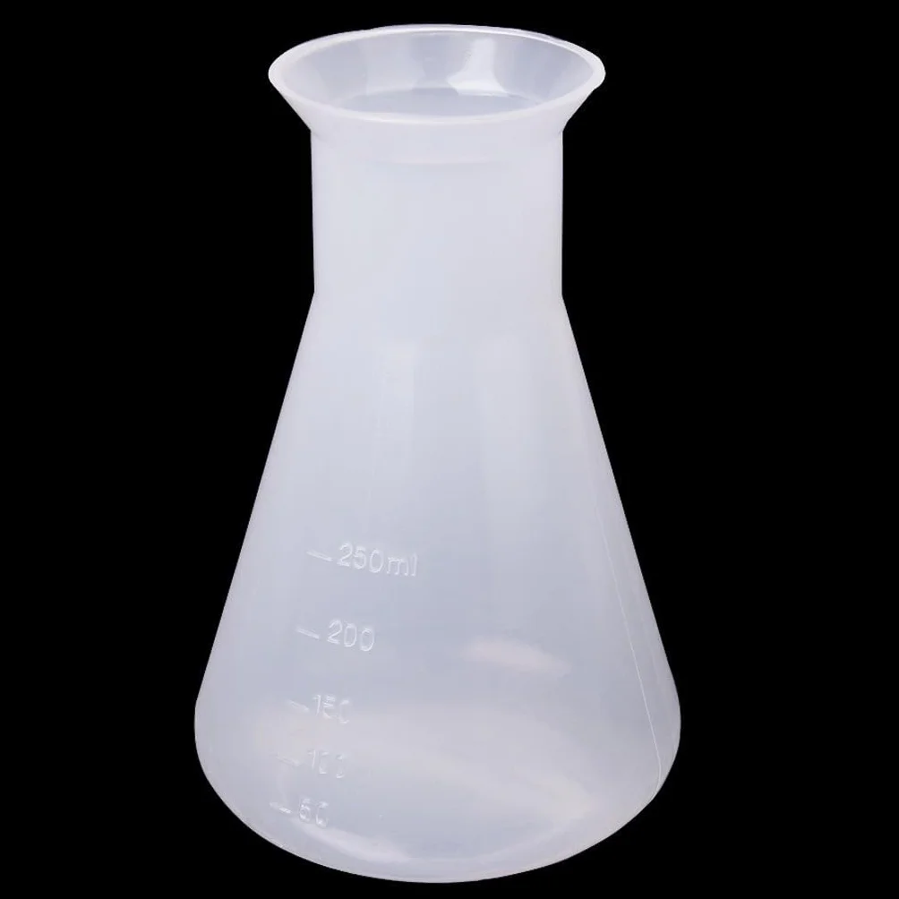 Tworzywo sztuczne, przezroczyste, laboratoryjne, chemiczne kolby Erlenmeyera, butelka, 250 ml