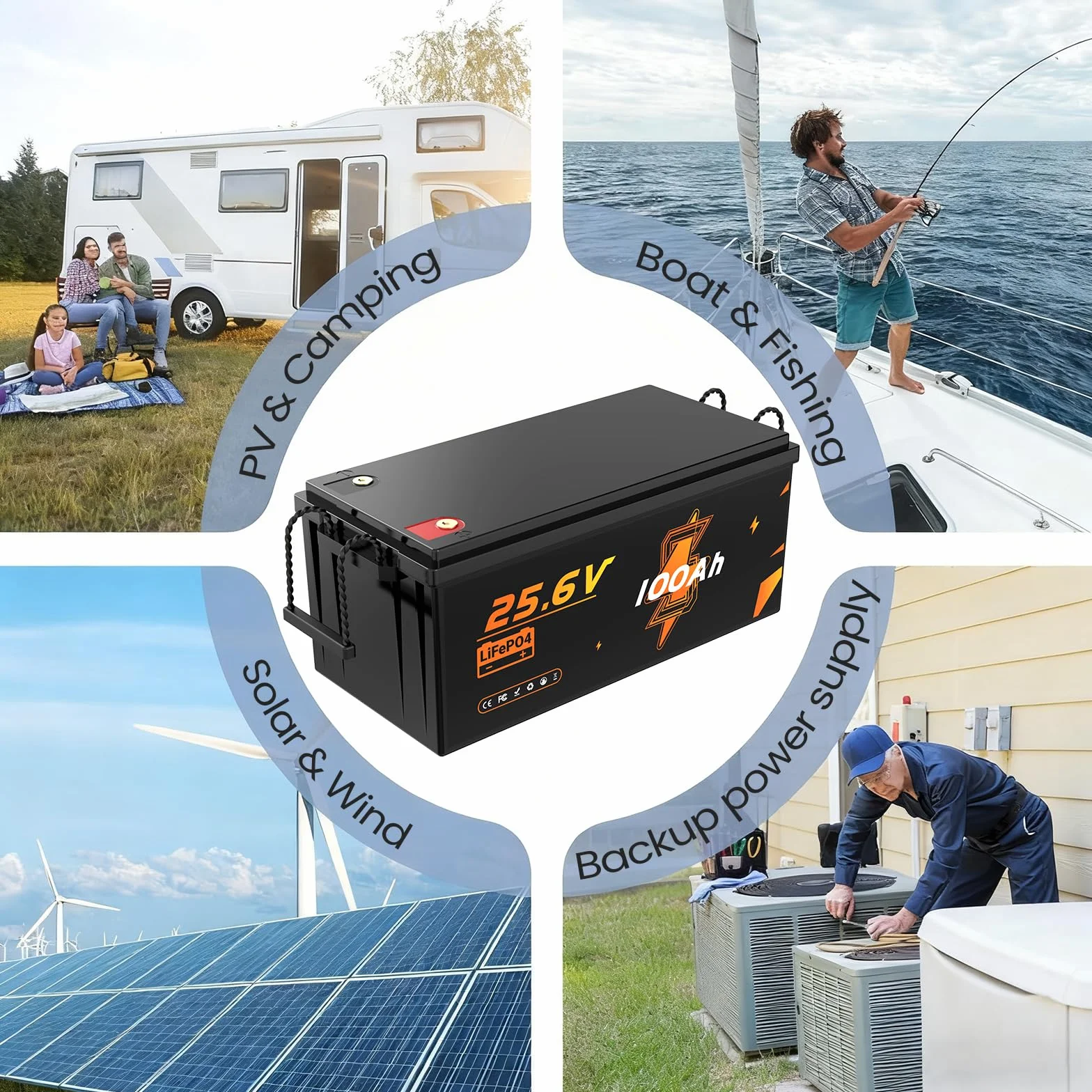 LiFePO4 akumulator litowy 24 V 100 Ah 2560 Wh 100 A BMS Deep Cycle do kamperów