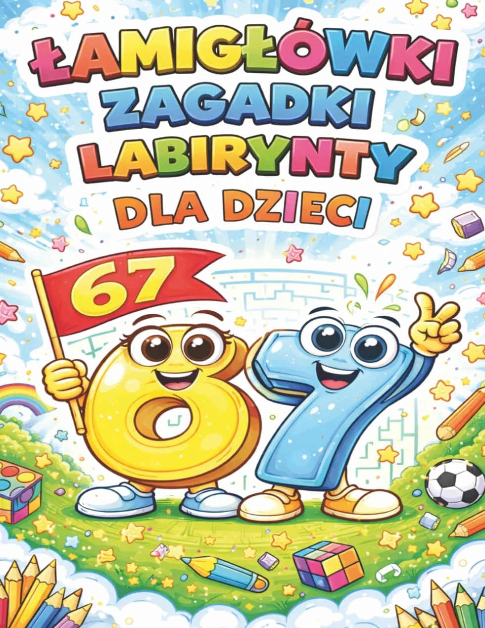 6 7 Łamigłówki Zagadki Labirynty Dla Dzieci: Six Seven Sześć Siedem książka z aktywnościami dla 4-6-8 latków: sudoku kolorowanka różnice cienie zadania matematyczne i inne