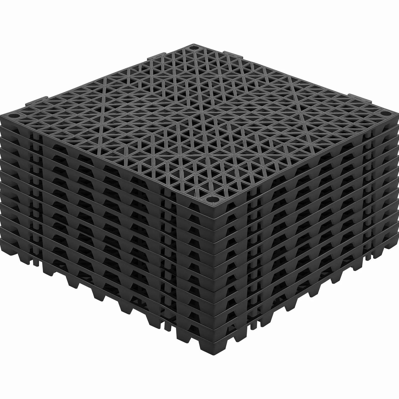 VEVOR Płytki nachodzące na siebie 12 szt. 30 x 30 cm drenażowe PCW czarne