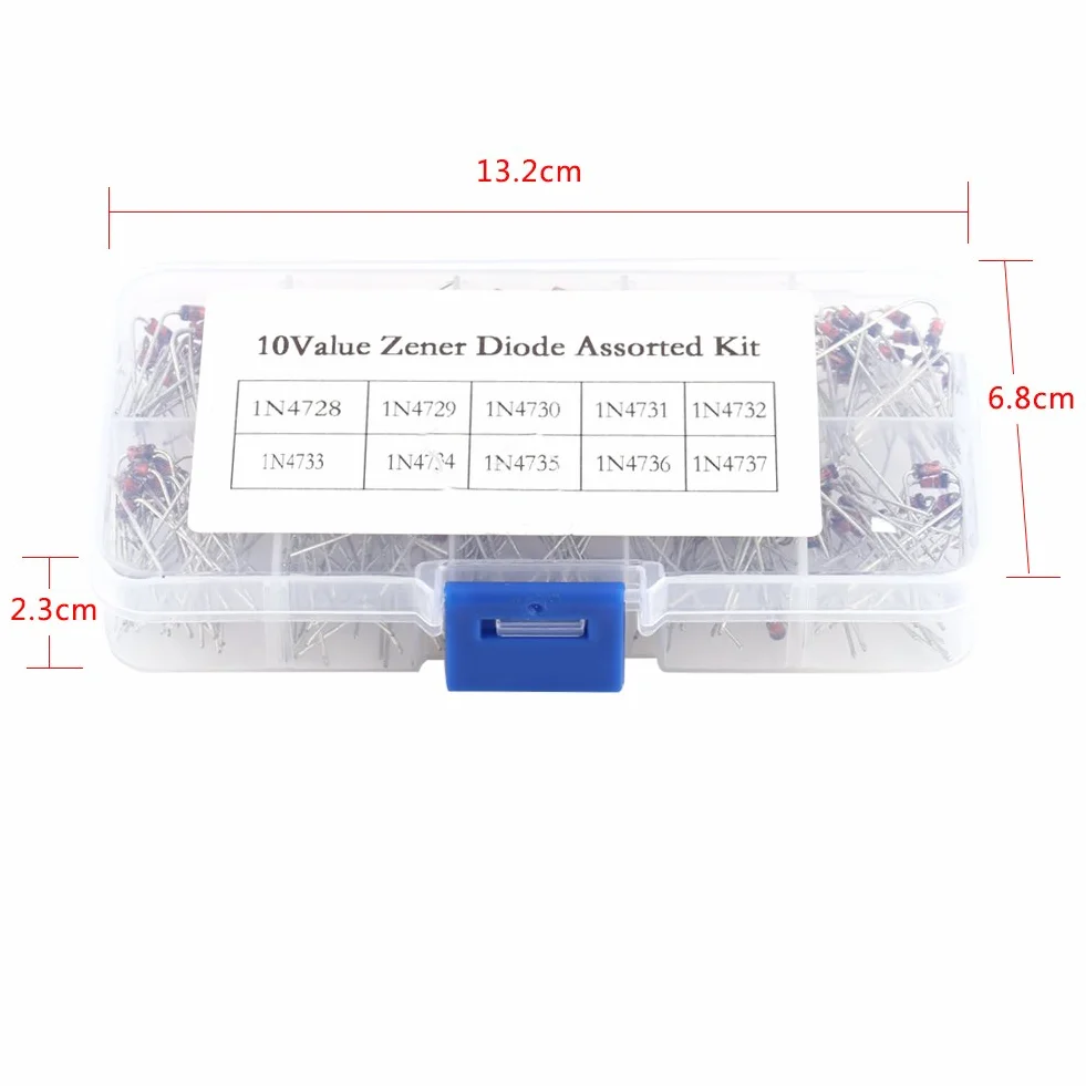 1W Zener Dioda Zestaw 200 szt. 10 wartości diod regulacji napięcia, 1N4728 1N4729 1N4730 1N4731 1N4732 1N4733 1N4734 1N4735 1N4736 1N4736 1N4736 737, 3,3 V - 7,5 V