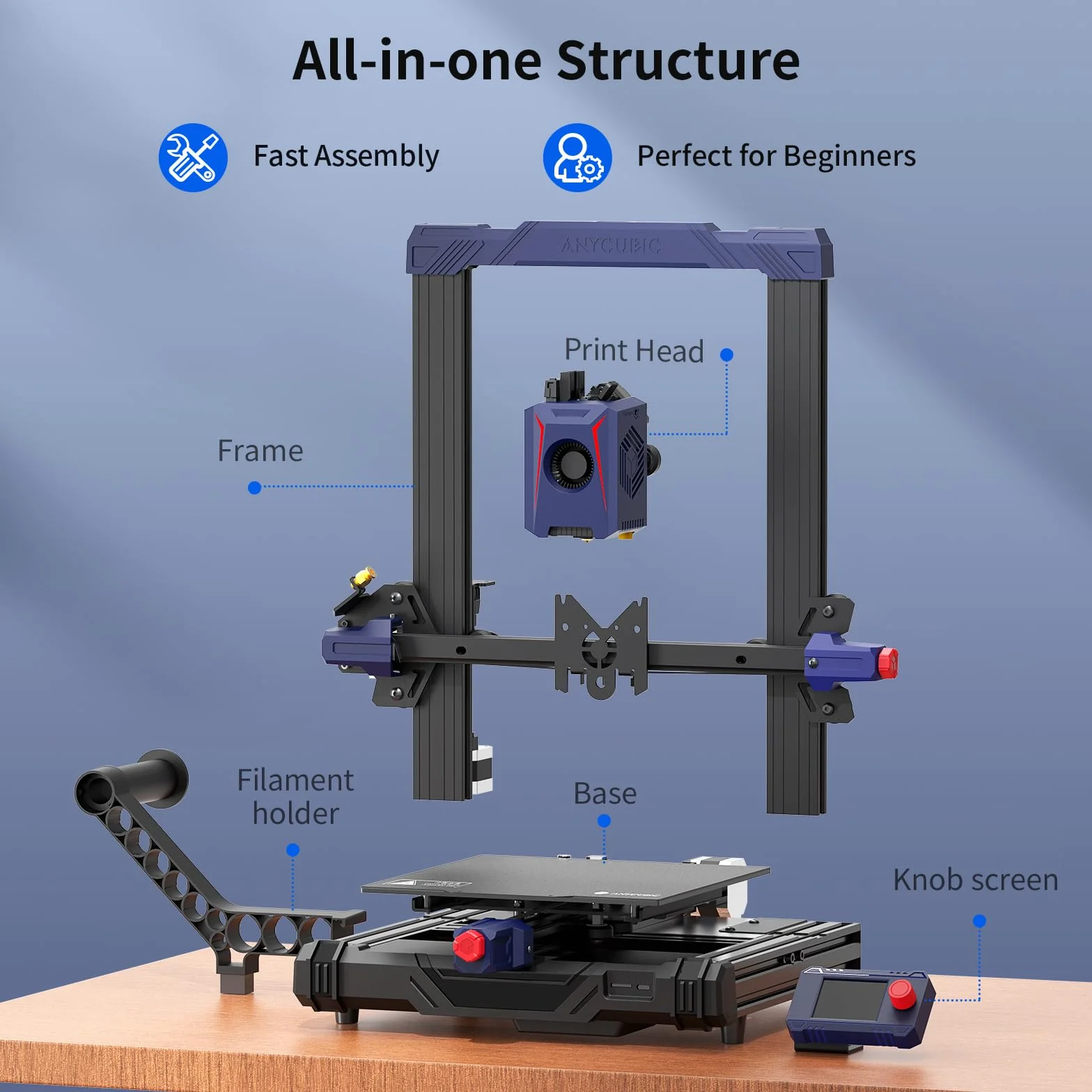 Drukarka 3D Anycubic Kobra 2 Neo, 250 mm/s, wysoka prędkość, szybsze drukowanie, łatwa obsługa dla początkujących, automatyczne poziomowanie LeviQ 2.0