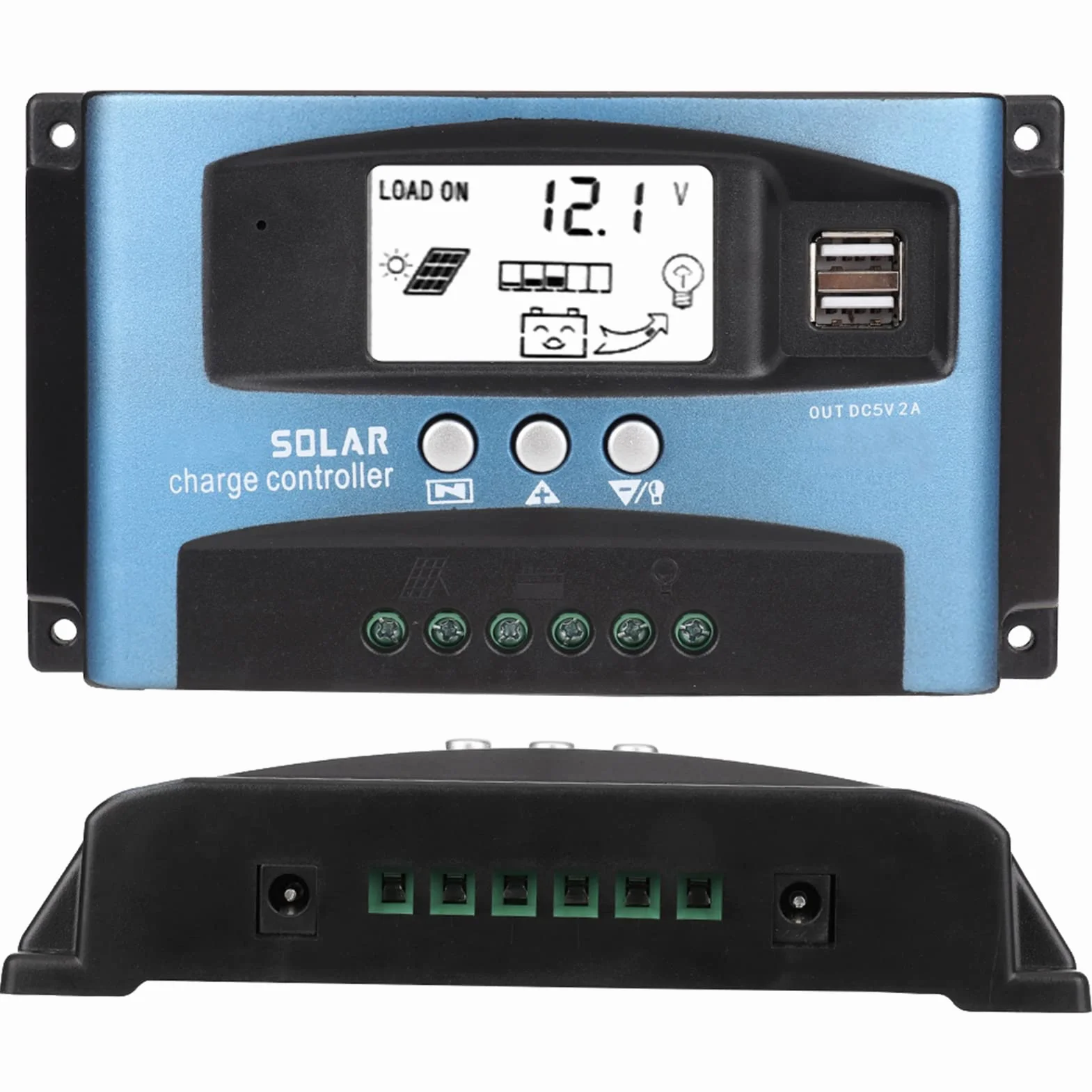 40/50/60/100A MPPT kontroler ładowania słonecznego, Fydun USB 12 V 24 V podwójny kontroler USB automatyczny zasilacz baterii z wyświetlaczem LCD (100A)