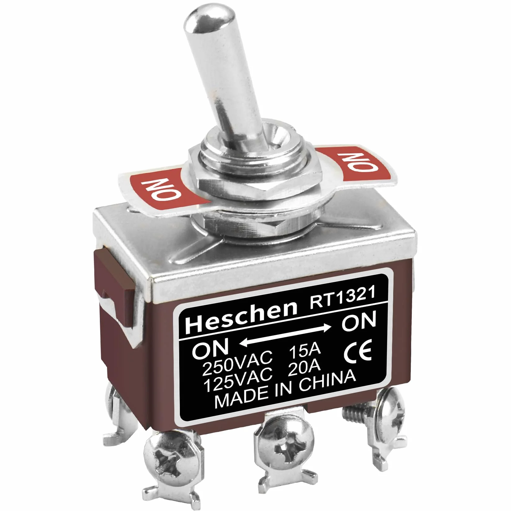 Heschen metalowy przełącznik przełączający DPDT utrzymywany wł./ON 2 pozycje 15 A 250 V AC CE