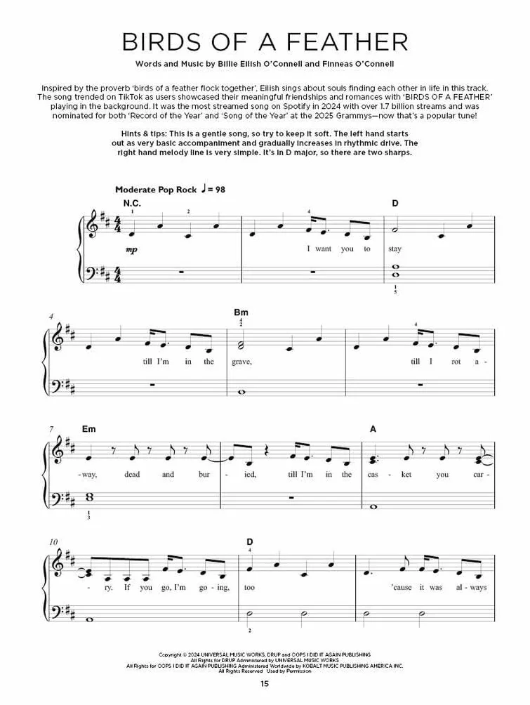 Really Easy Piano: Chart Hits of 2024-2025