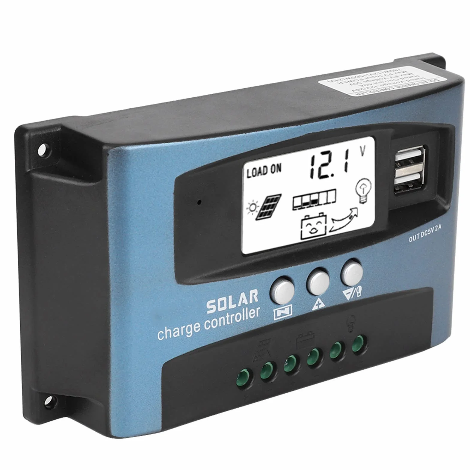 Akozon Solar Charge Controller MPPT Podwójny wyświetlacz LCD USB Ładowarka baterii słonecznej 60A