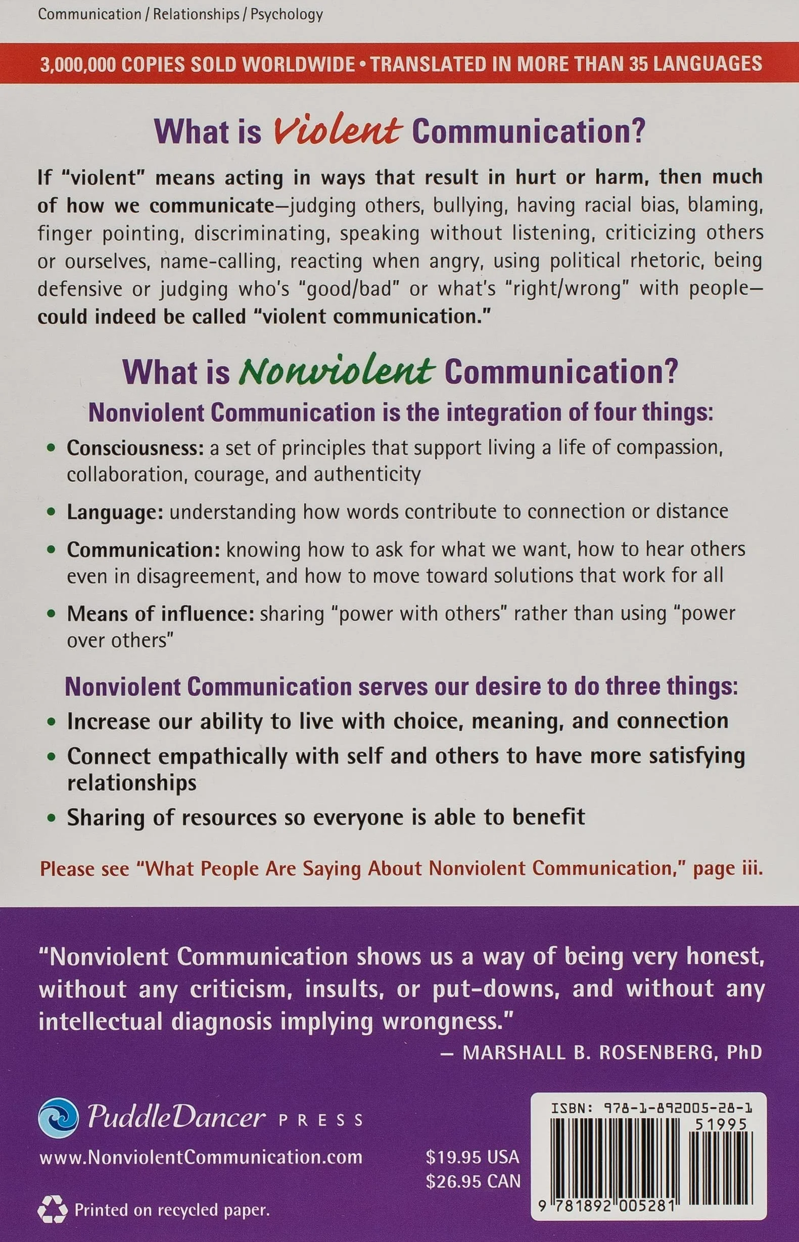Nonviolent Communication: A Language of Life: Life-Changing Tools for Healthy Relationships