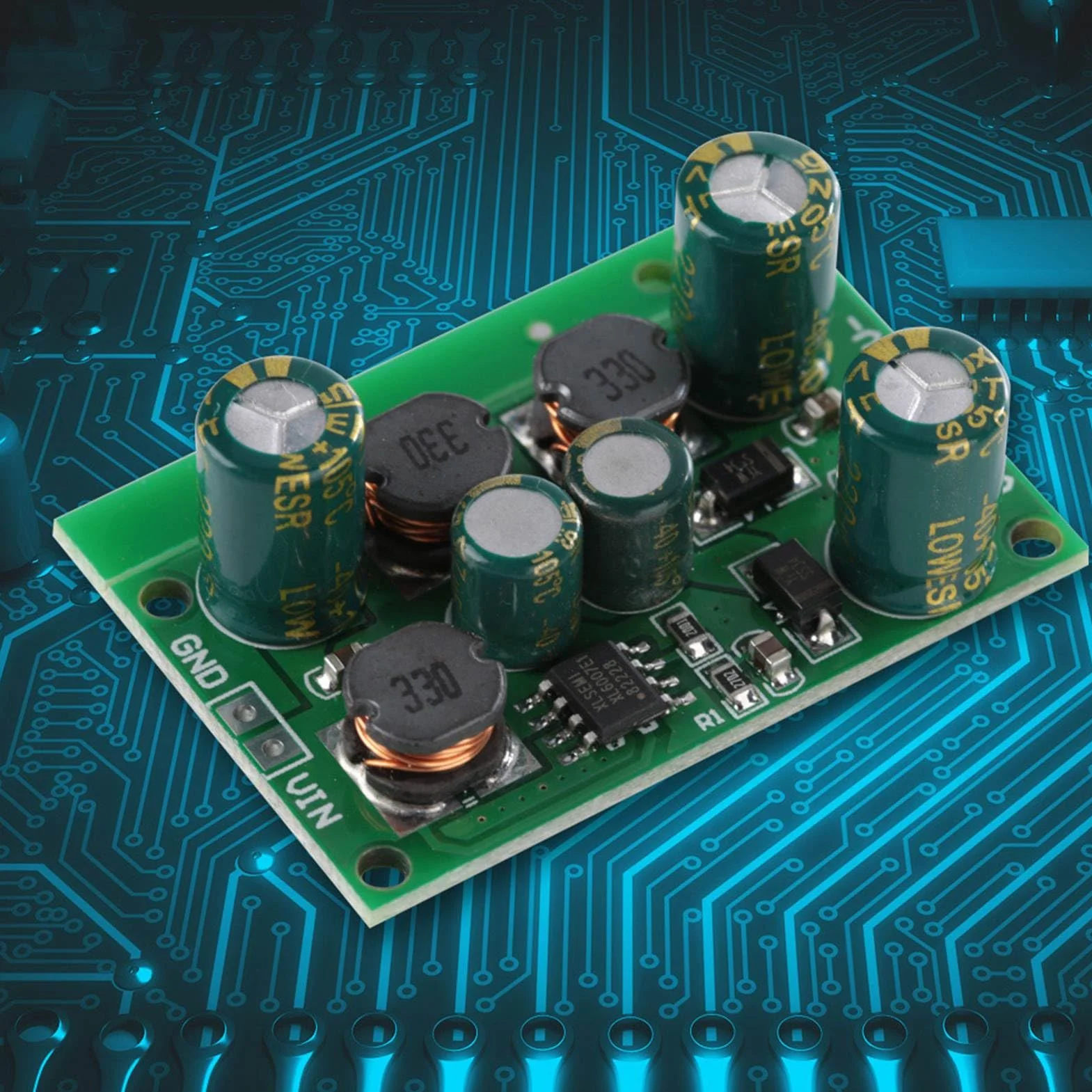 Przetwornica DC-DC Boost, Regulator Napięcia ±6V Wyjście, 3-24V Wejście, Wysoka Sprawność 90%, Kompaktowe Wymiary 42x24x15mm