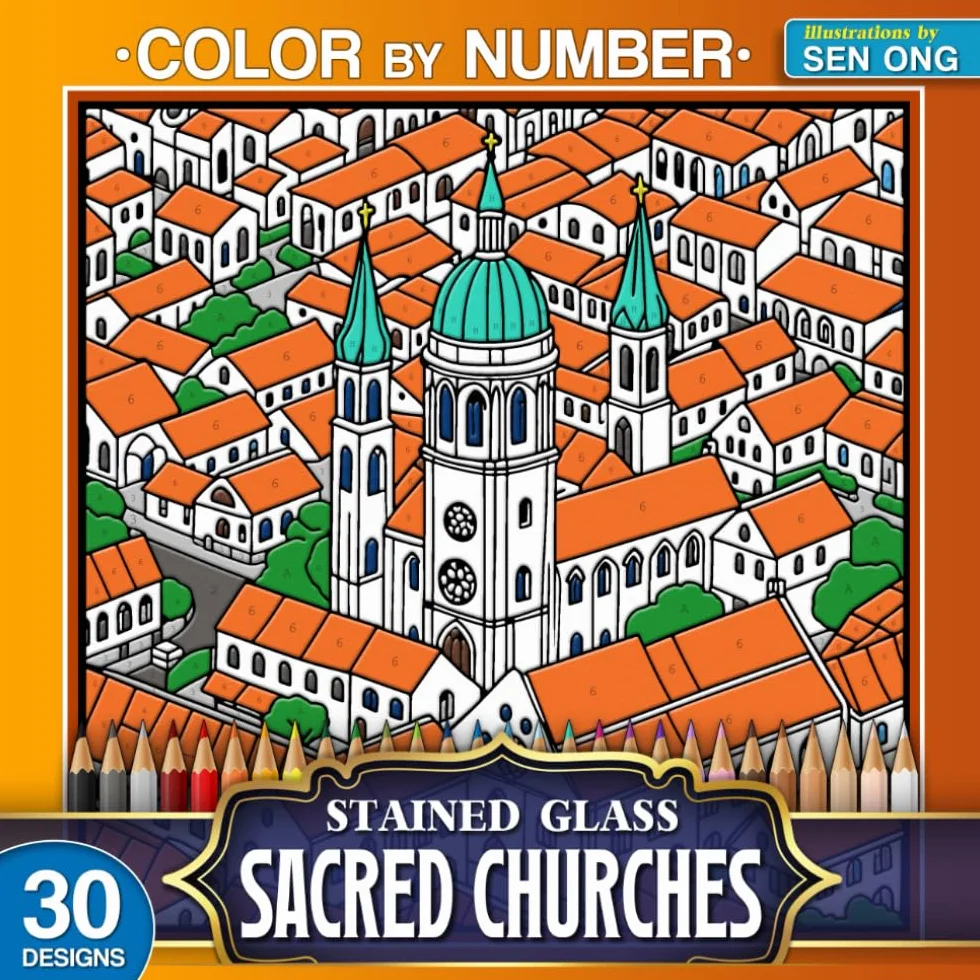 Color by Number: Sacred Churches Stained Glass