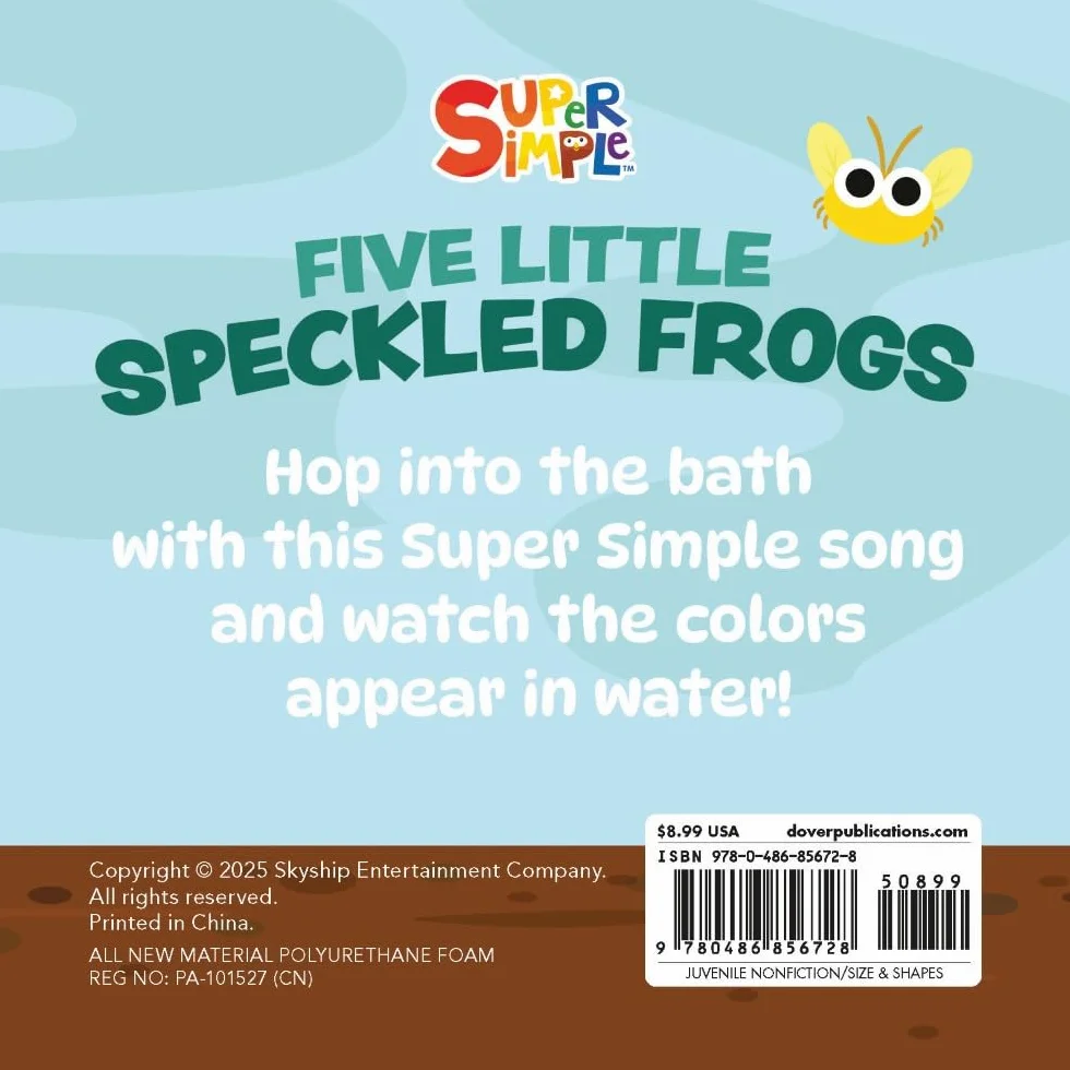 Super Simple™ Five Little Speckled Frogs Magic Bath Book: Changes Color in Water!