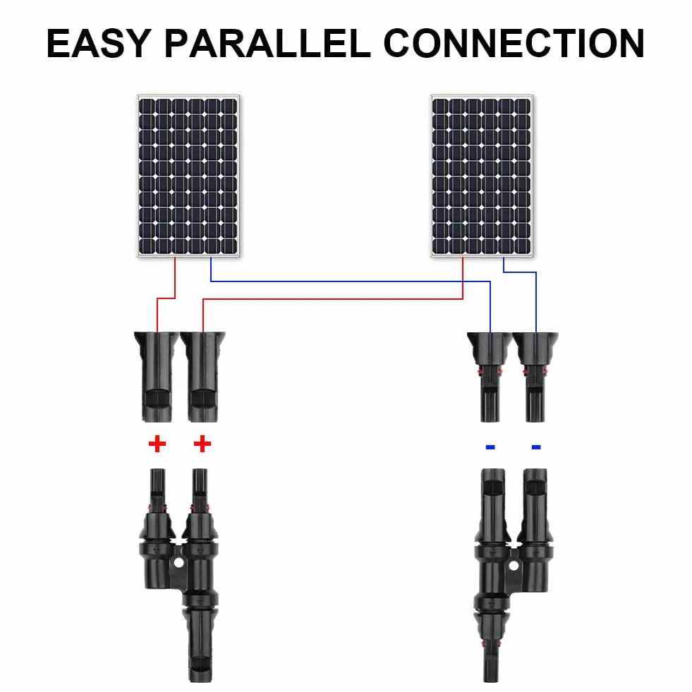 URAQT T Solar Cable Złącza, 1 para 2 do 1 złącza kabla słonecznego, IP67 wodoodporny MFFF/FMMM, panel słoneczny oddział kabli fotowoltaicznych Złącze
