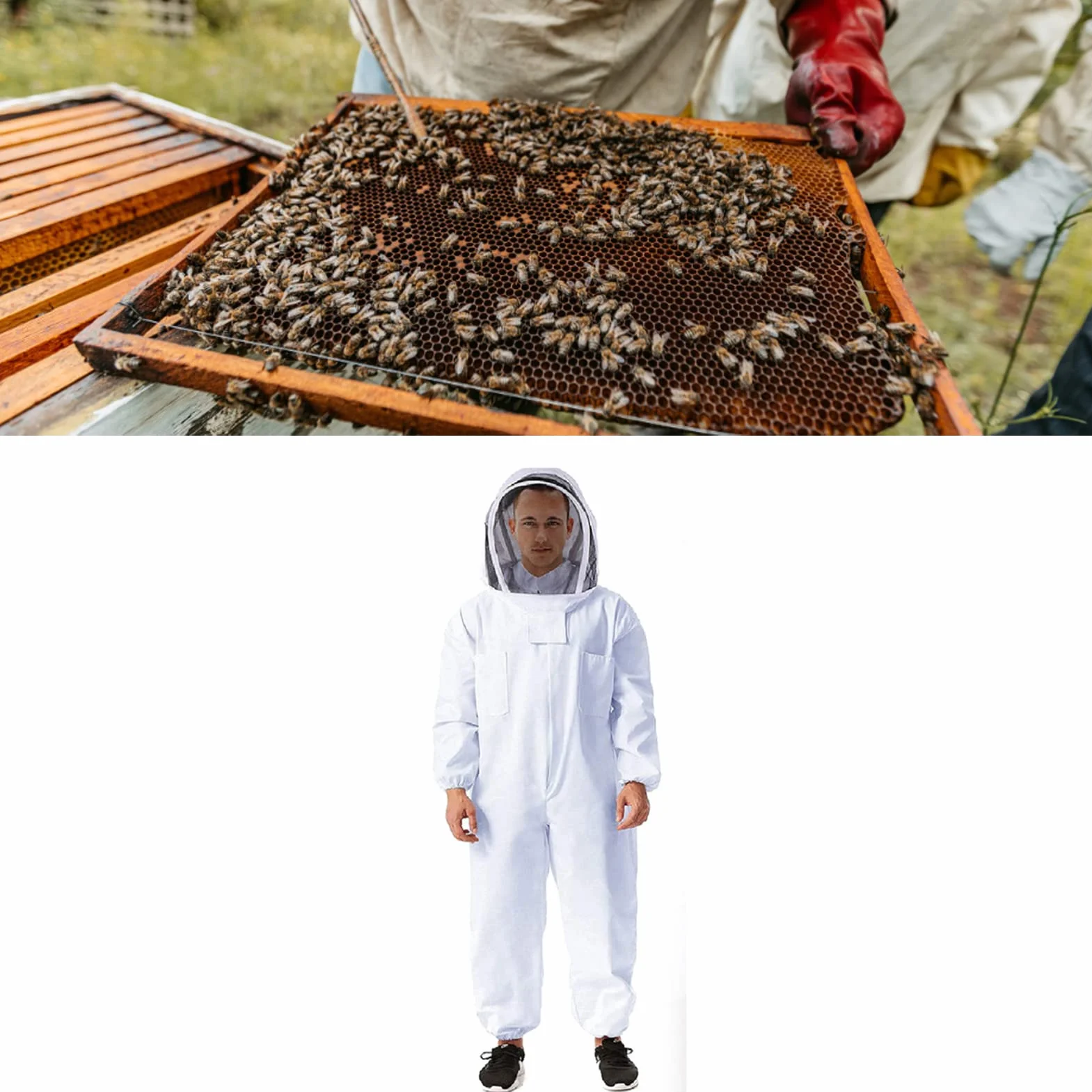 Kombinezon Pszczelarski Odpinany Kapelusz Oddychający XL