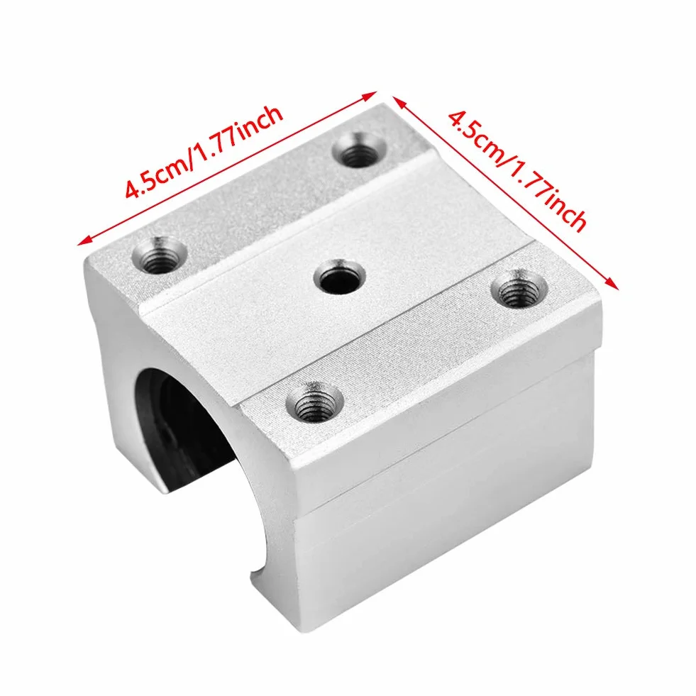 Akozon Liniowe łożyska kulkowe 4 szt.SBR16UU Otwarty liniowy ruch łożyska Blok łożyskowy do CNC 16mm aluminium